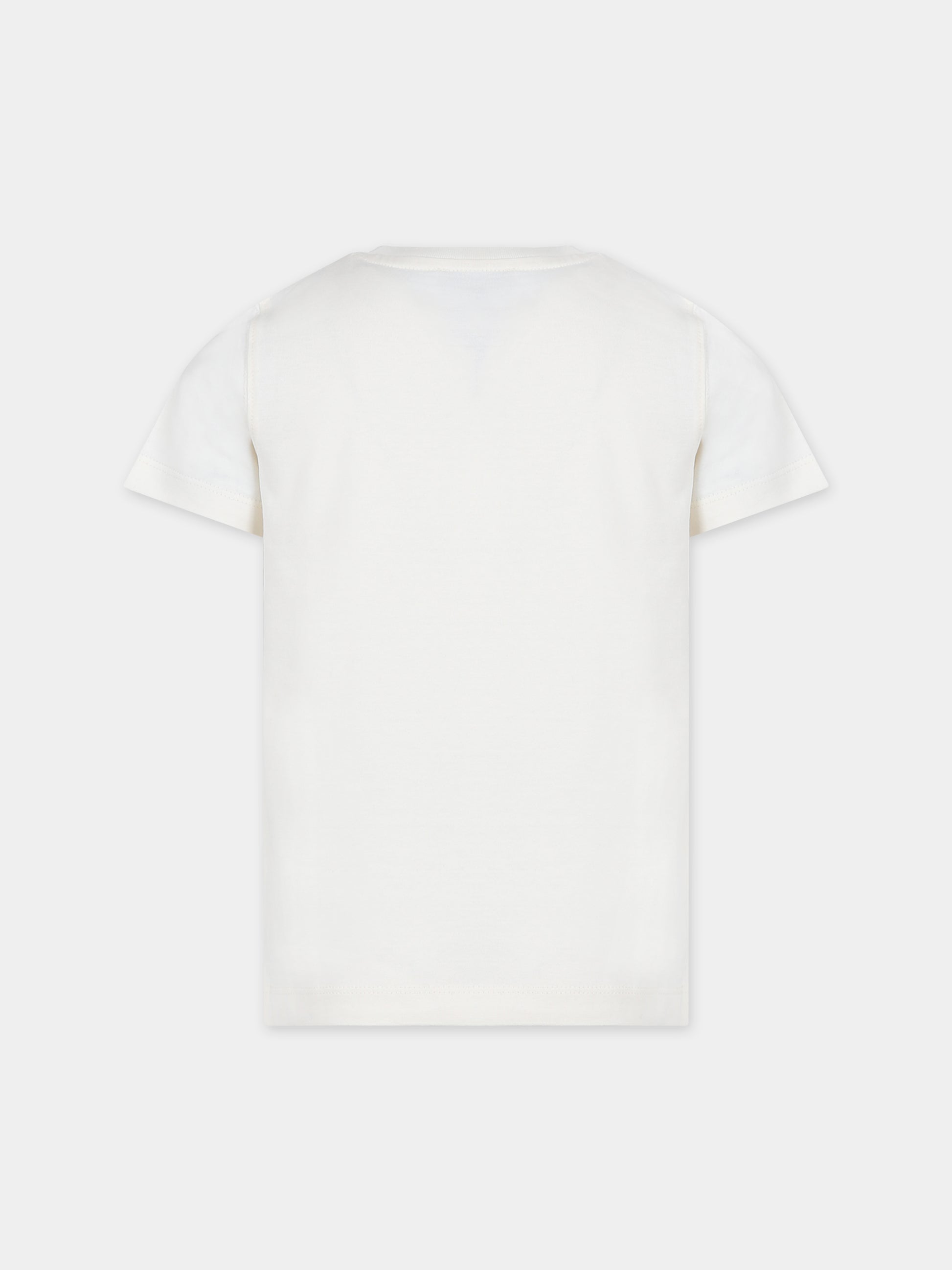 T-shirt bianca per bambino con aquilotto e logo,Armani Junior,6R3TE1 1JFFZ 01I2