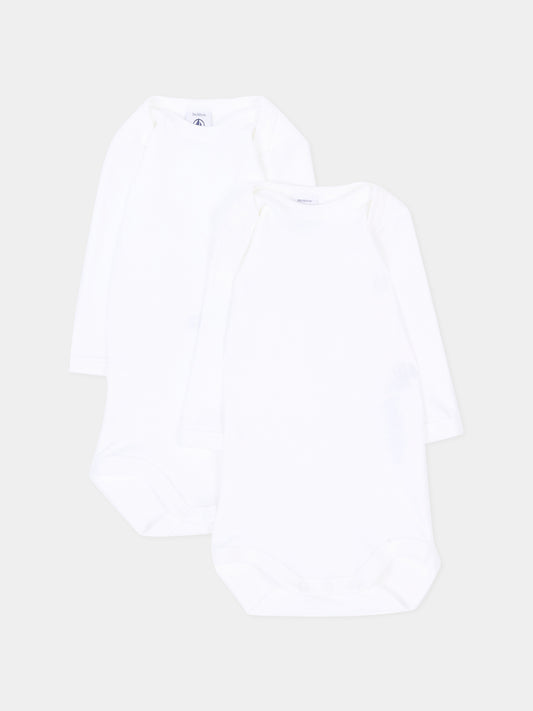 Body bianco per neonati a maniche lunghe,Petit Bateau,A01T3 00