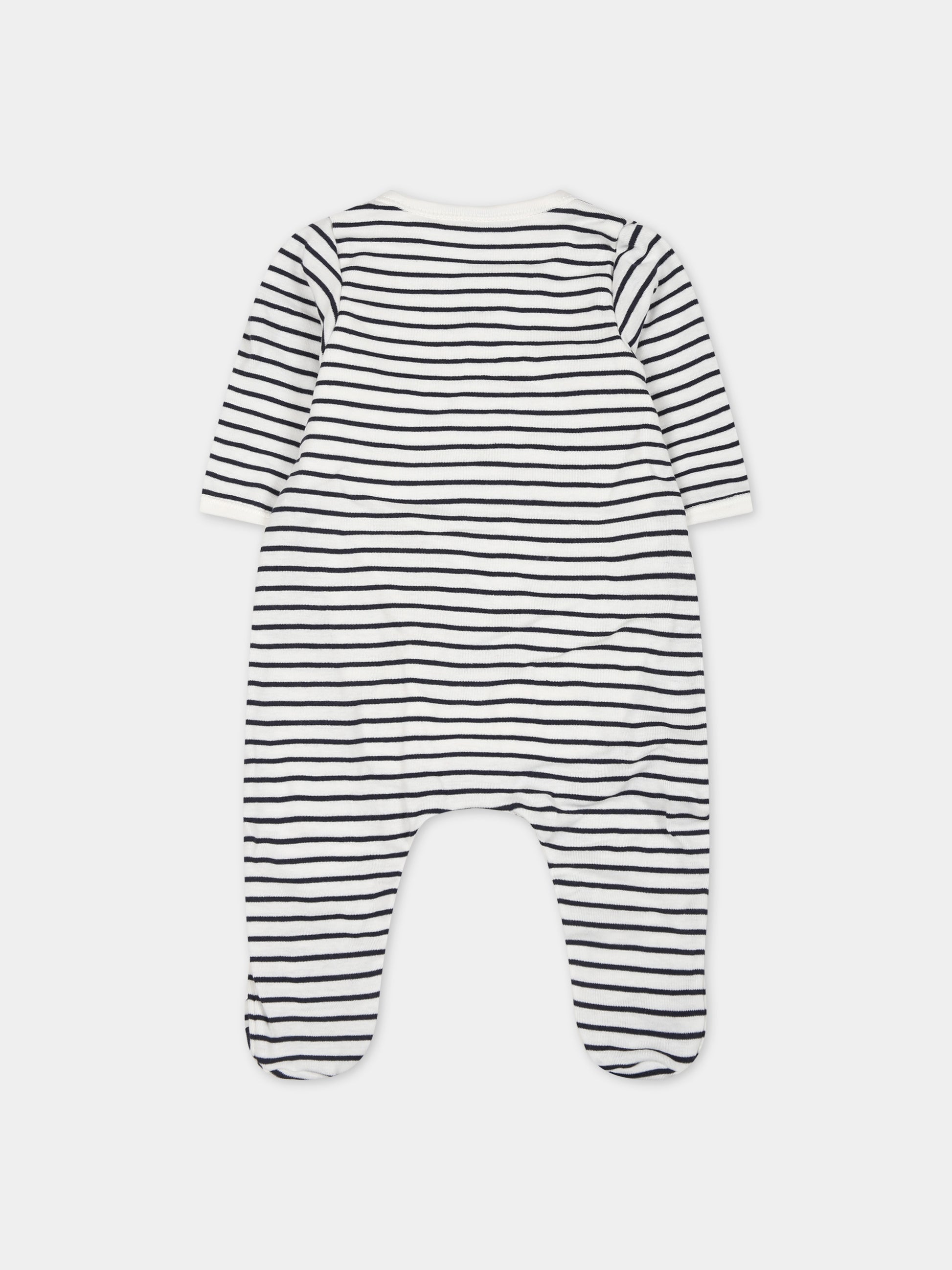 Tutina bianca per neonati a righe,Petit Bateau,A081C 01