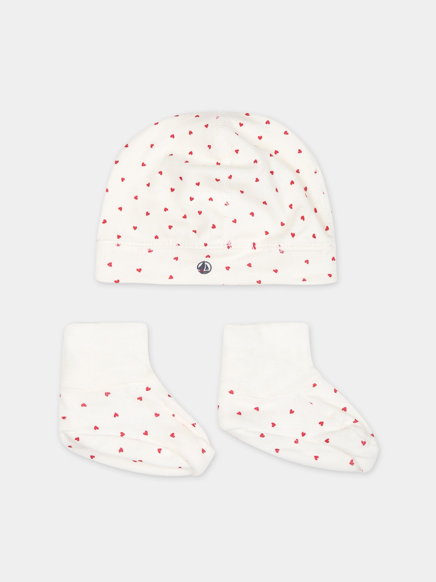 Set bianco per neonata con stampa cuori,Petit Bateau,A08RT 00