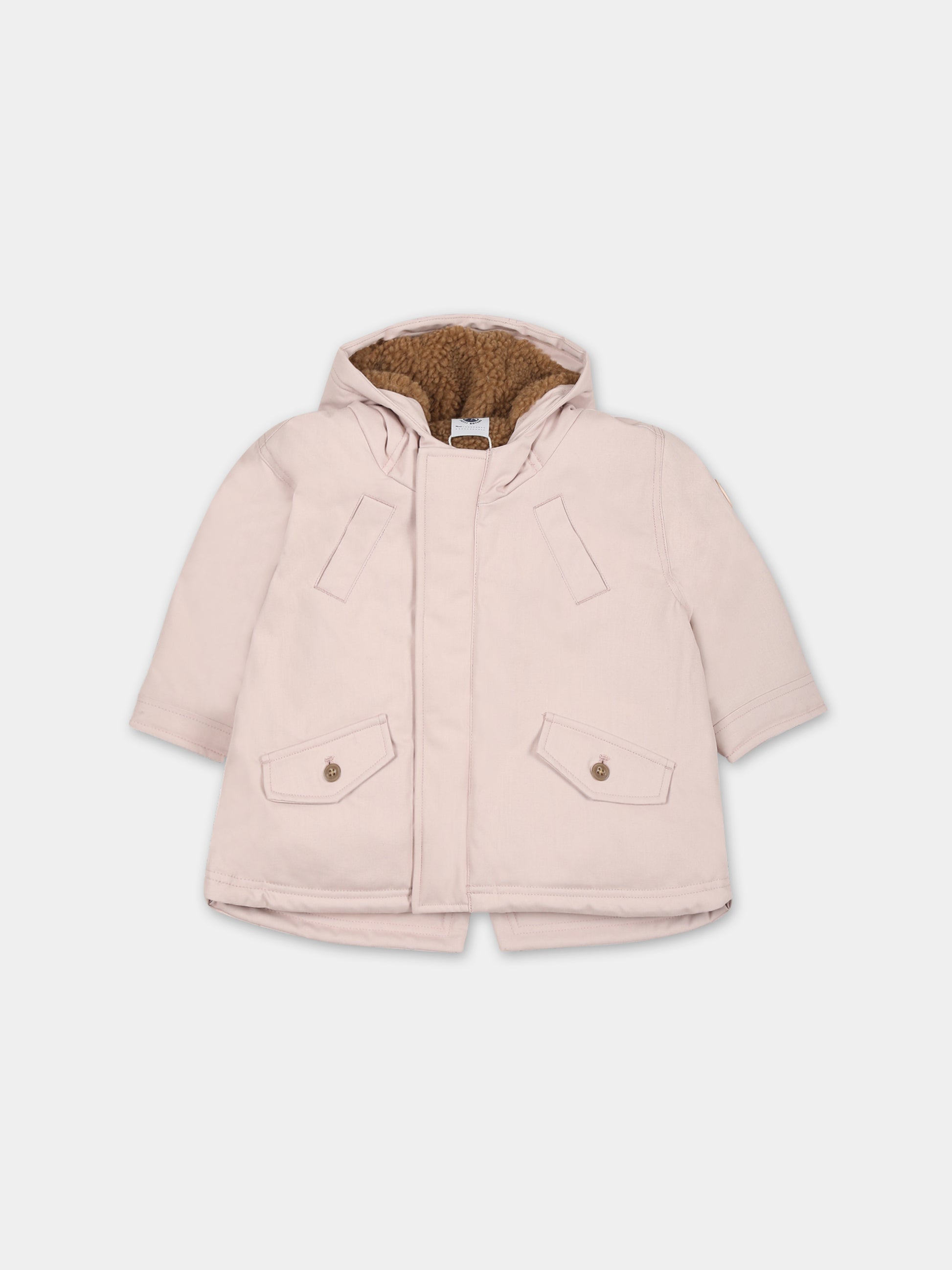 Parka rosa per neonata con logo,Petit Bateau,A08FQ 03