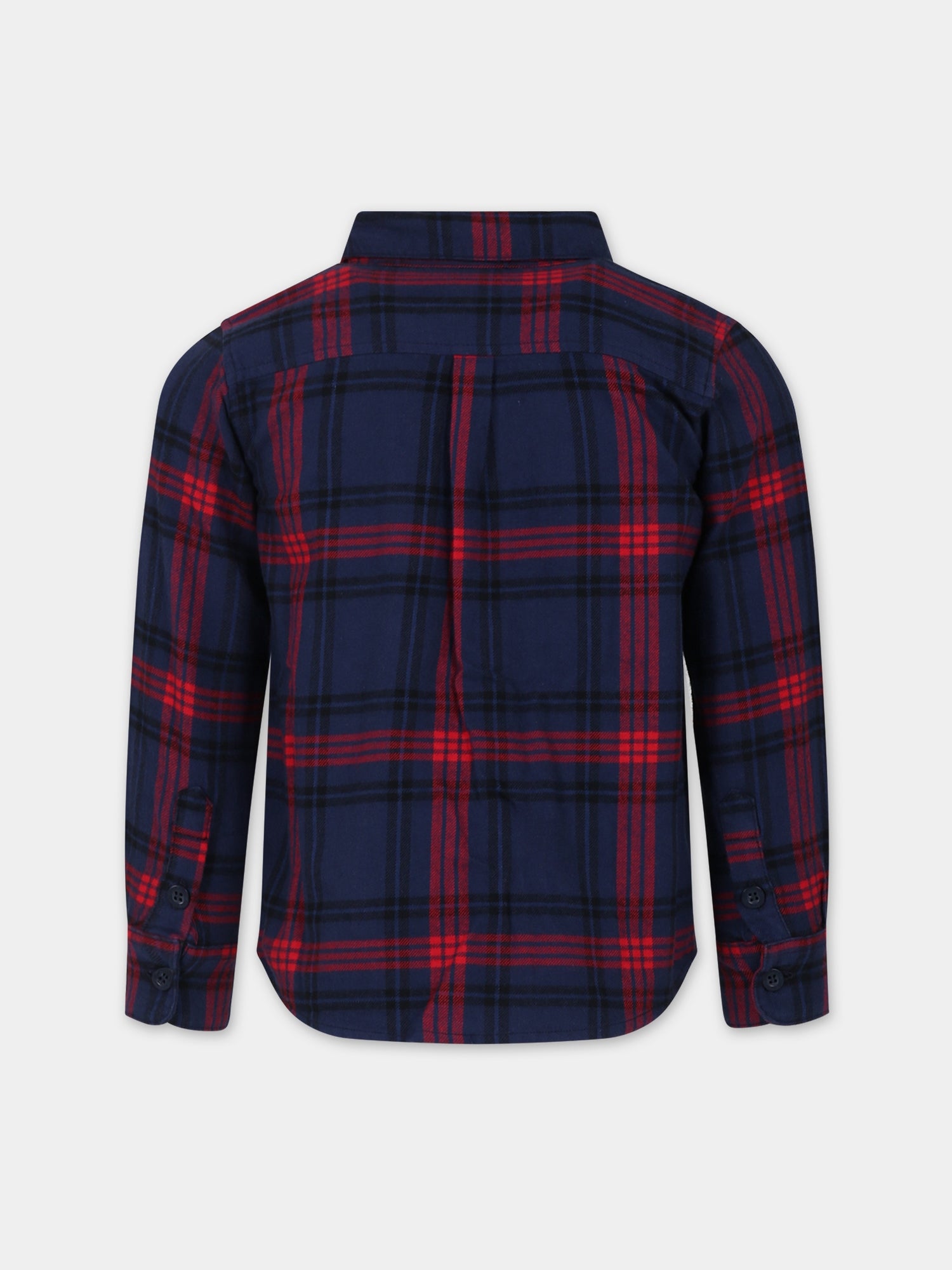 Camicia blu per bambino con logo,Petit Bateau,A08BT 01