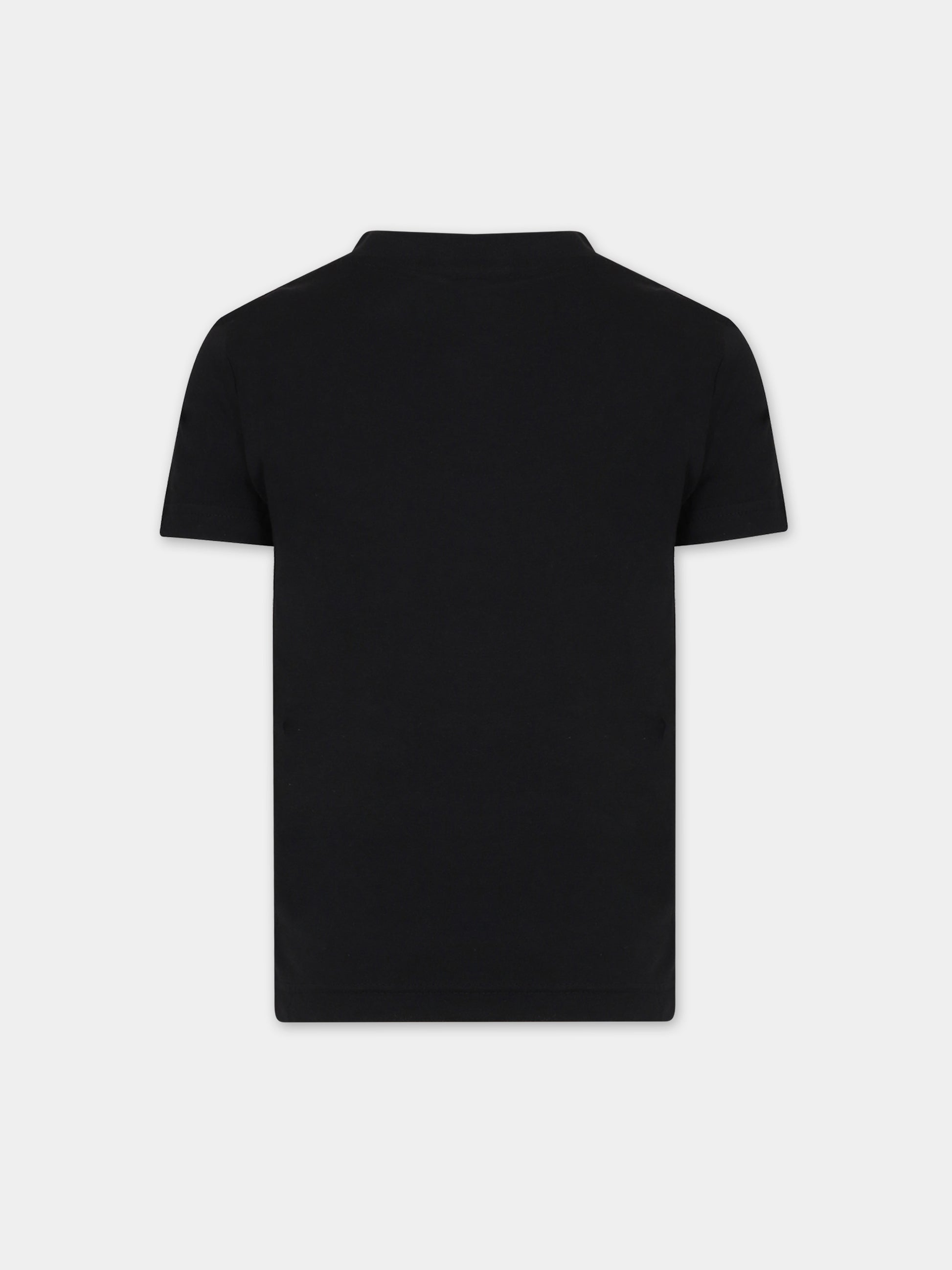 T-shirt nera per bambino con coccodrillo,Lacoste,TJ1122 031