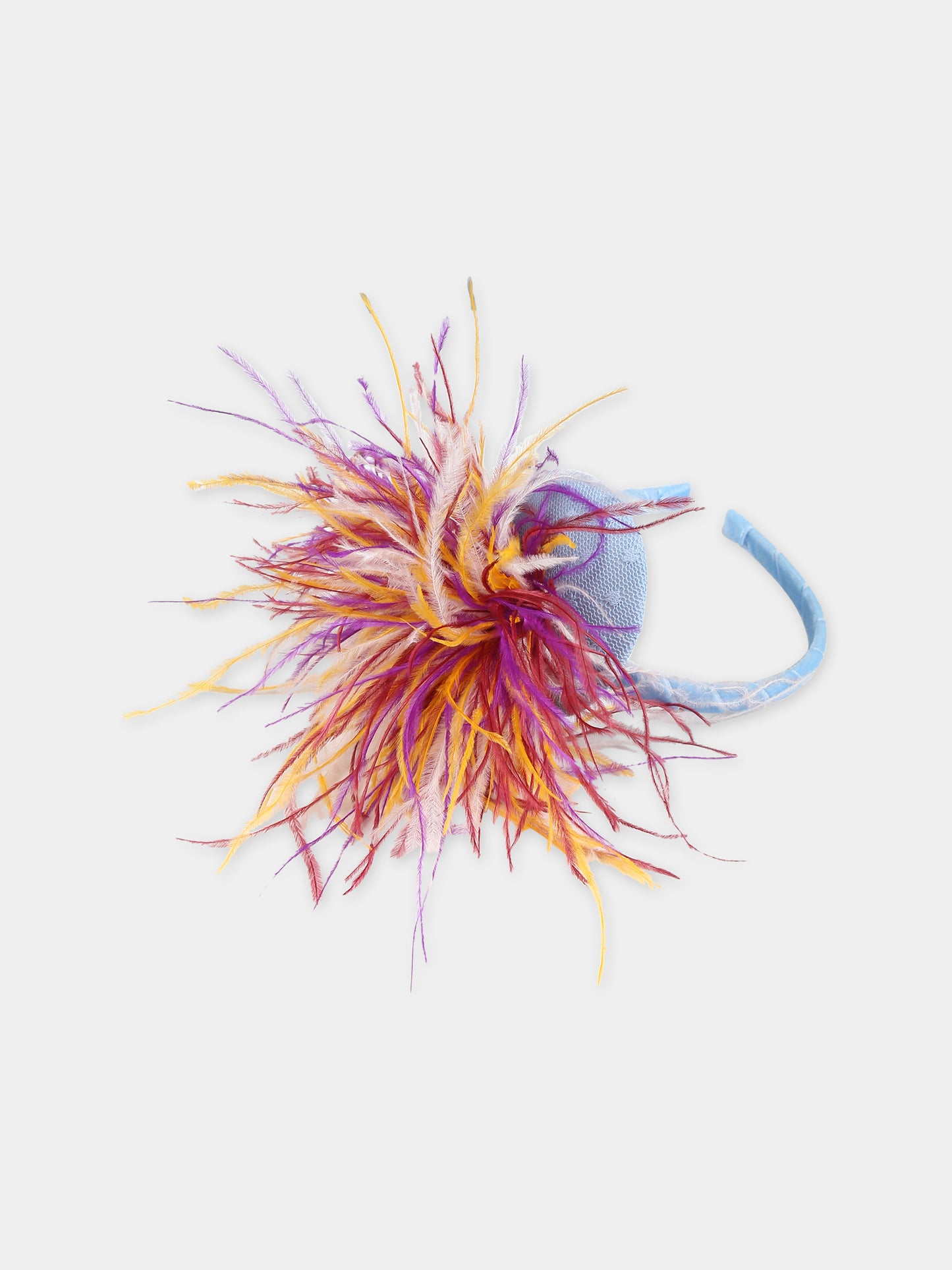 Cerchietto azzurro per bambina con piume,Eirene,FW2324H09