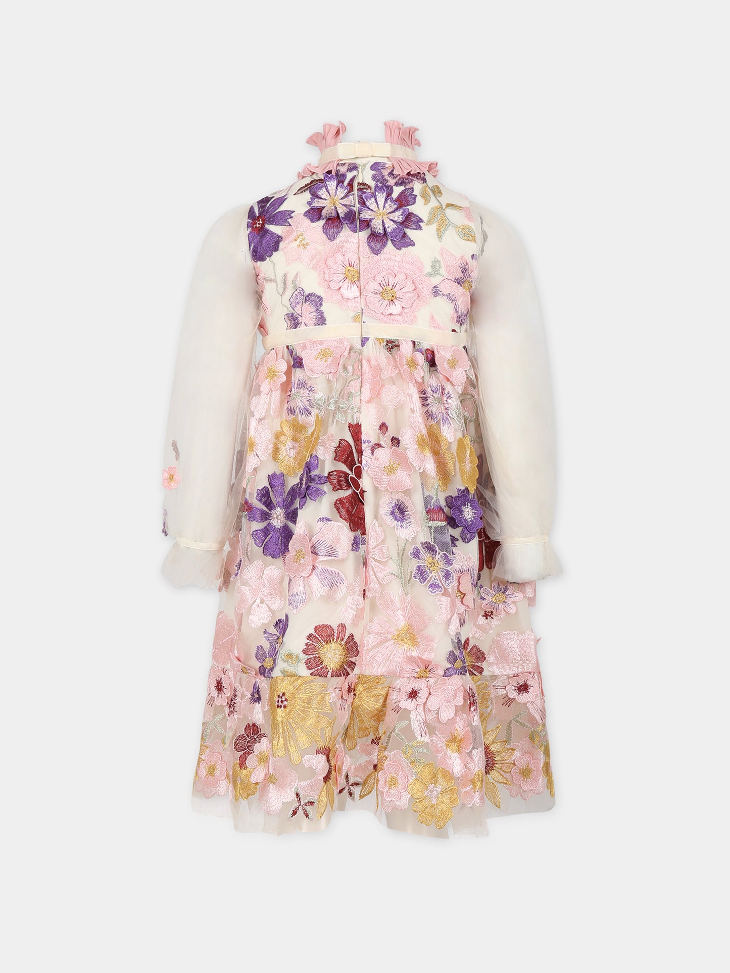 Vestito avorio per bambina con fiori,Eirene,FW232409