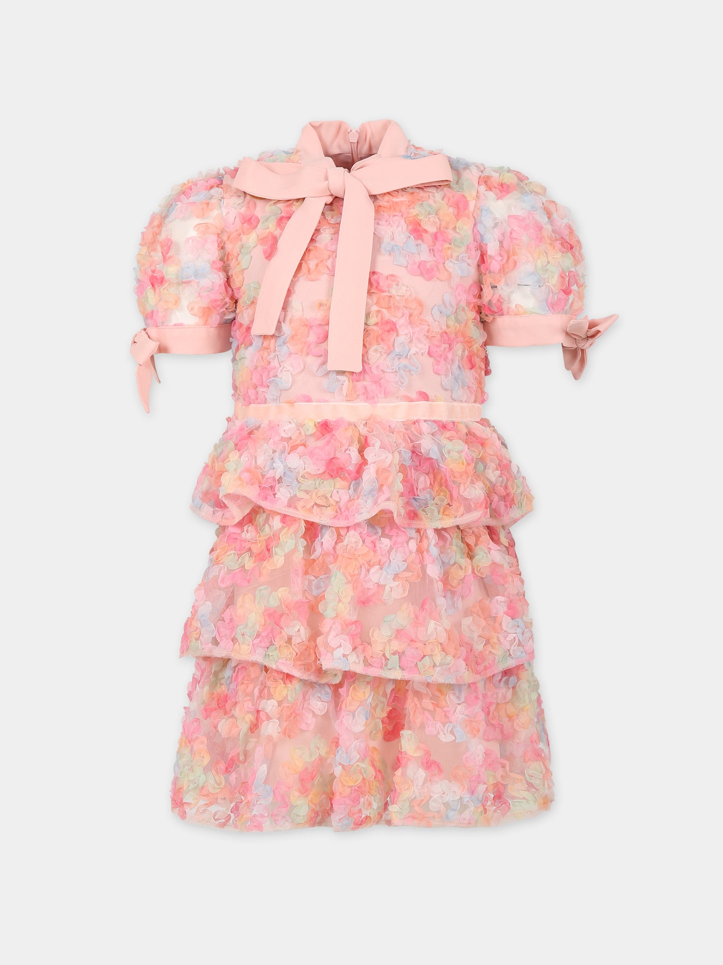 Vestito rosa per bambina con fiori,Eirene,FW2324101