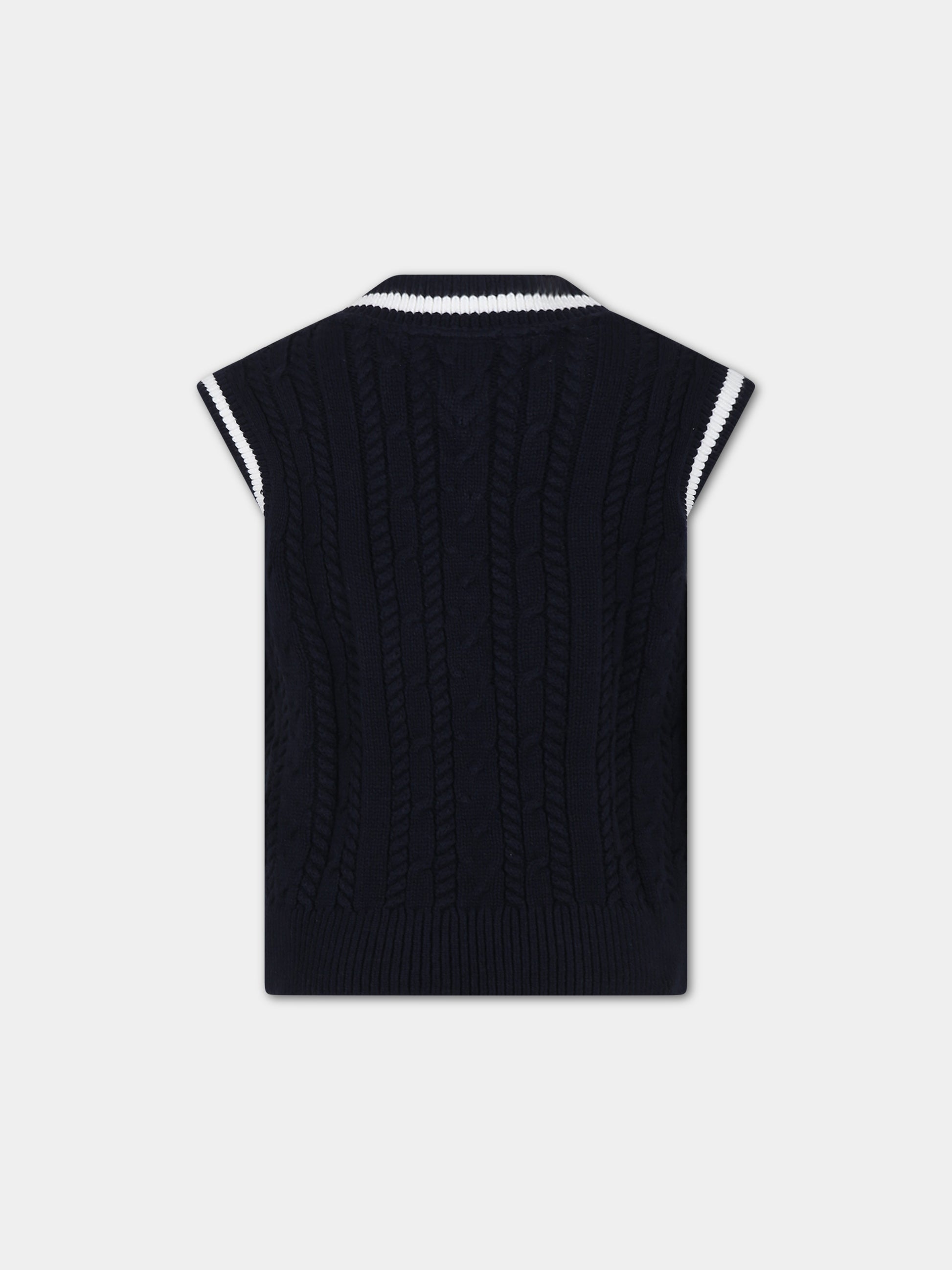 Maglia gilet blu per bambino con iconica bandierina,Tommy Hilfiger Junior,23WMTHKB0KB08510T DW5