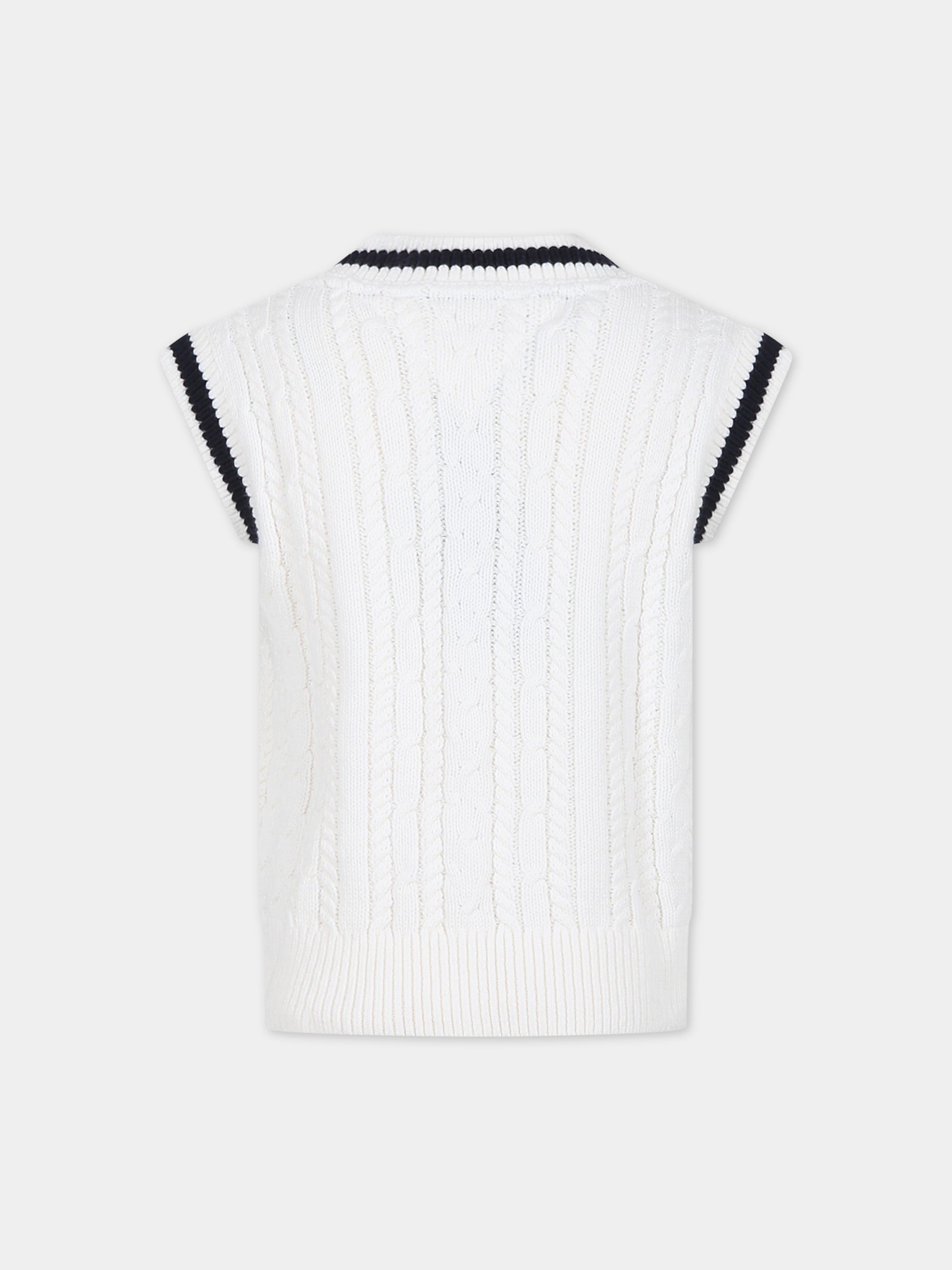 Maglia gilet avorio per bambino con iconica bandierina,Tommy Hilfiger Junior,23WMTHKB0KB08510T YBH