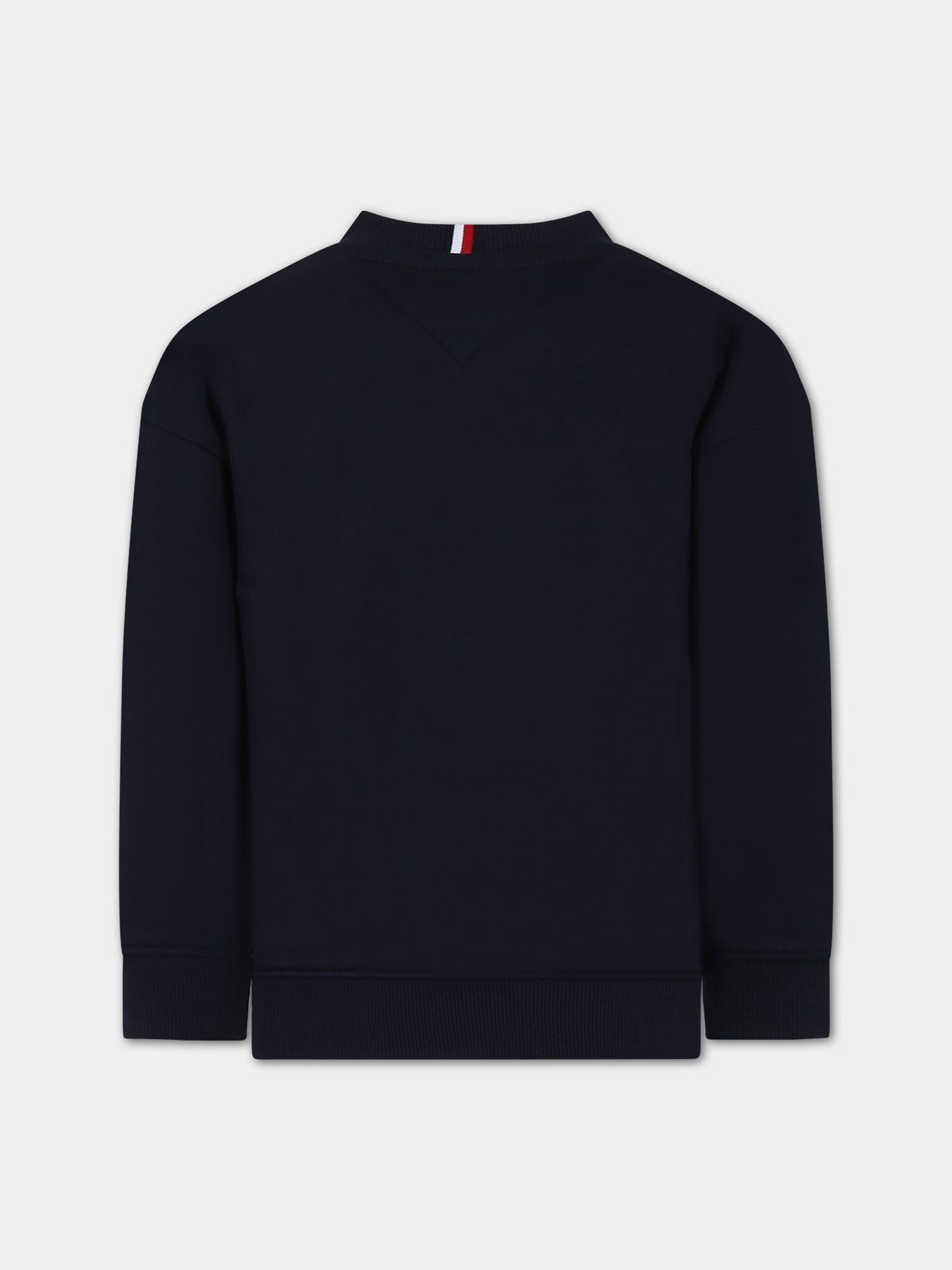 Felpa blu per bambini con iconica bandierina,Tommy Hilfiger Junior,23WMTHKS0KS00448J DW5