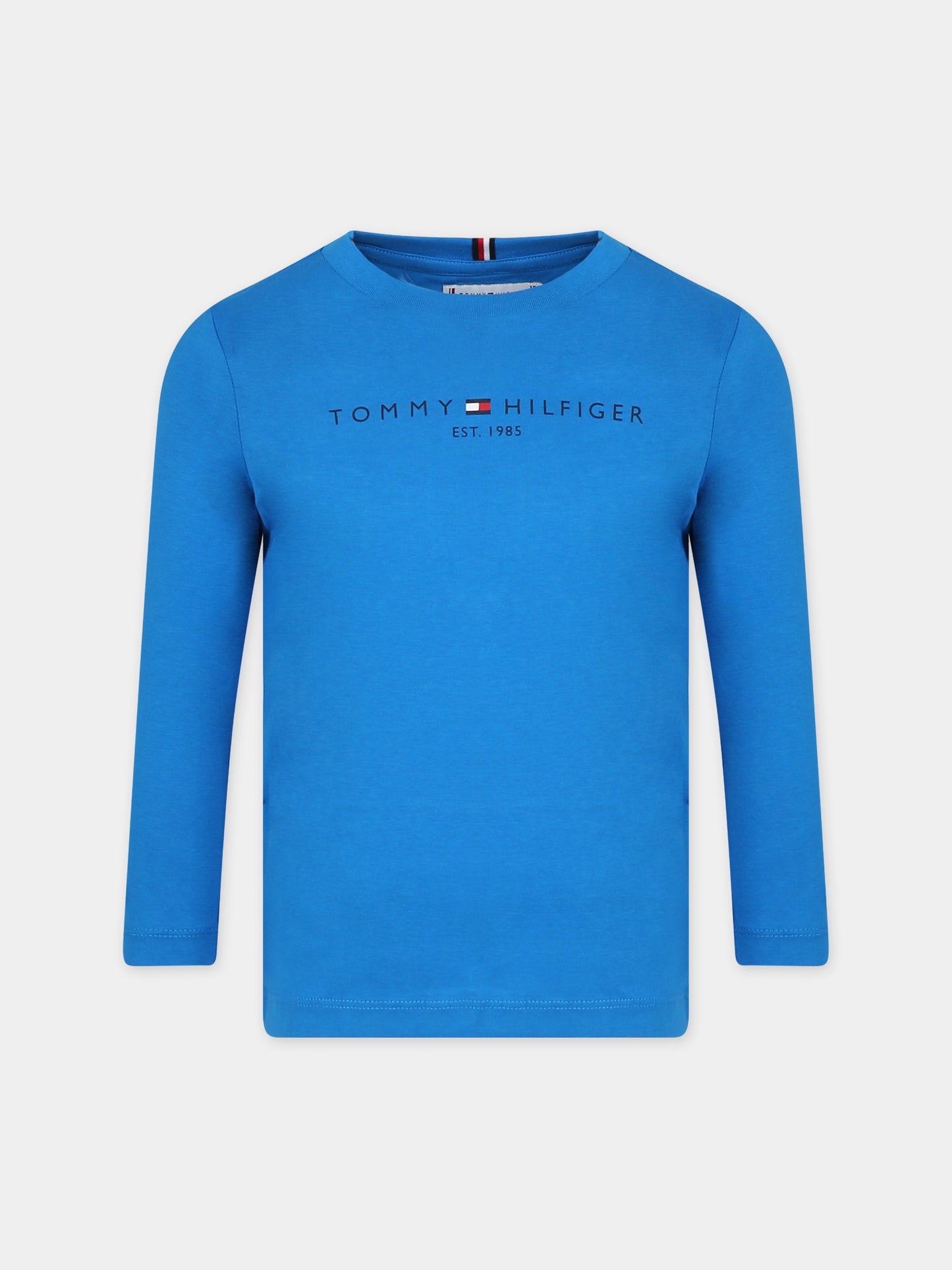 T-shirt azzurra per bambini con logo,Tommy Hilfiger Junior,23WMTHKS0KS00202T CZU