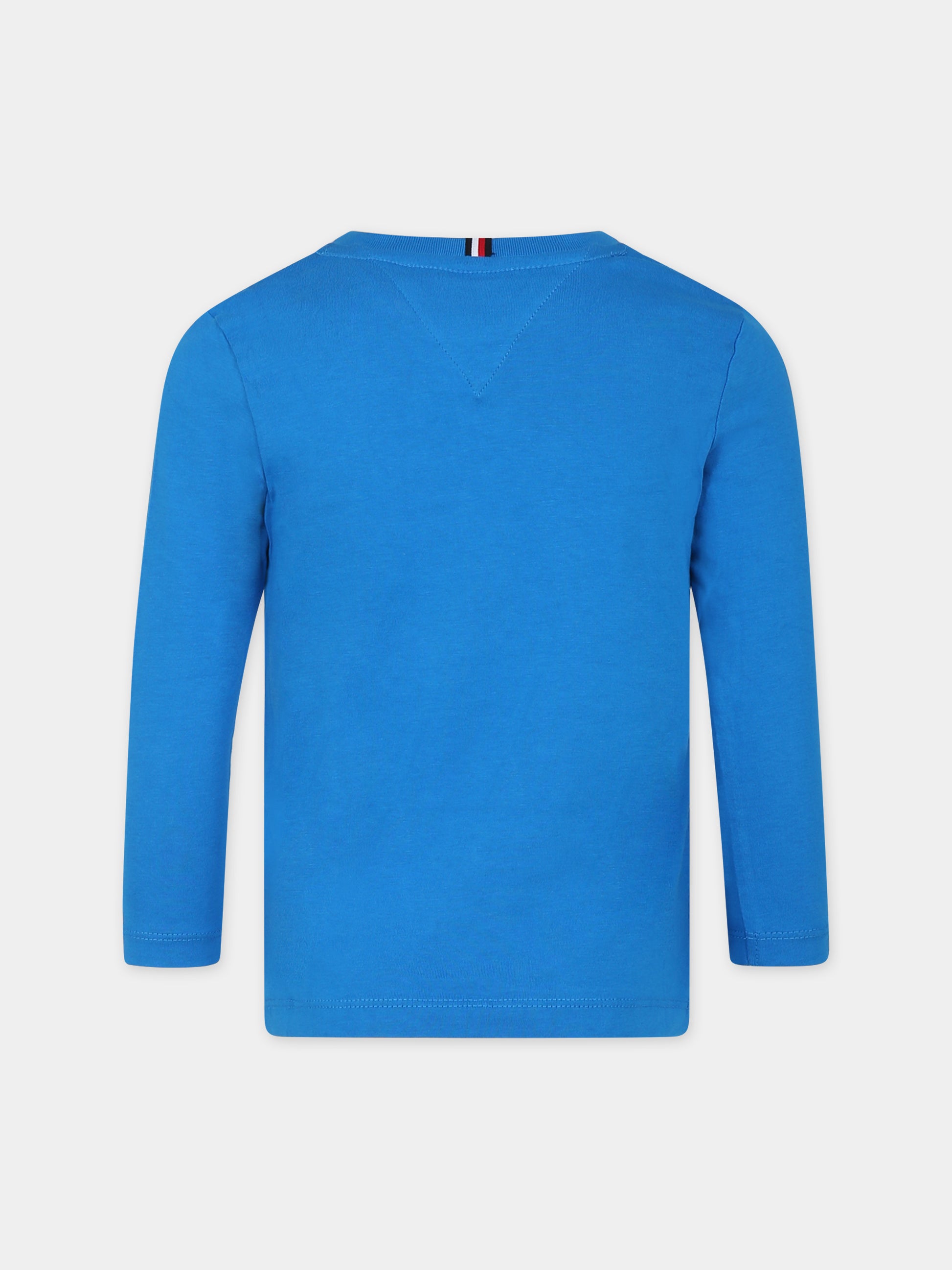T-shirt azzurra per bambini con logo,Tommy Hilfiger Junior,23WMTHKS0KS00202T CZU