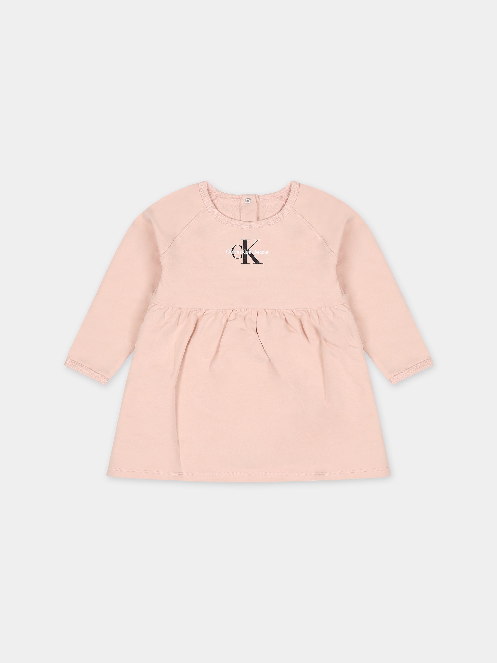 Vestito rosa per neonata con logo,Calvin Klein Kids,23WMCKIN0IN00123 TLT
