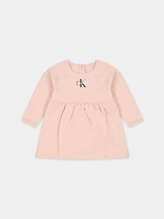 Vestito rosa per neonata con logo,Calvin Klein Kids,23WMCKIN0IN00123 TLT