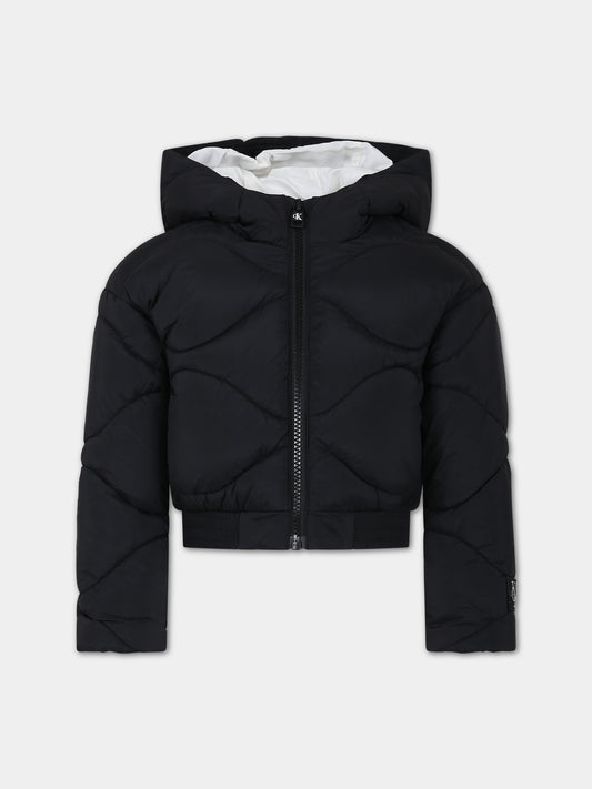 Piumino nero per bambina con logo,Calvin Klein Kids,23WMCKIG0IG02245 BEH