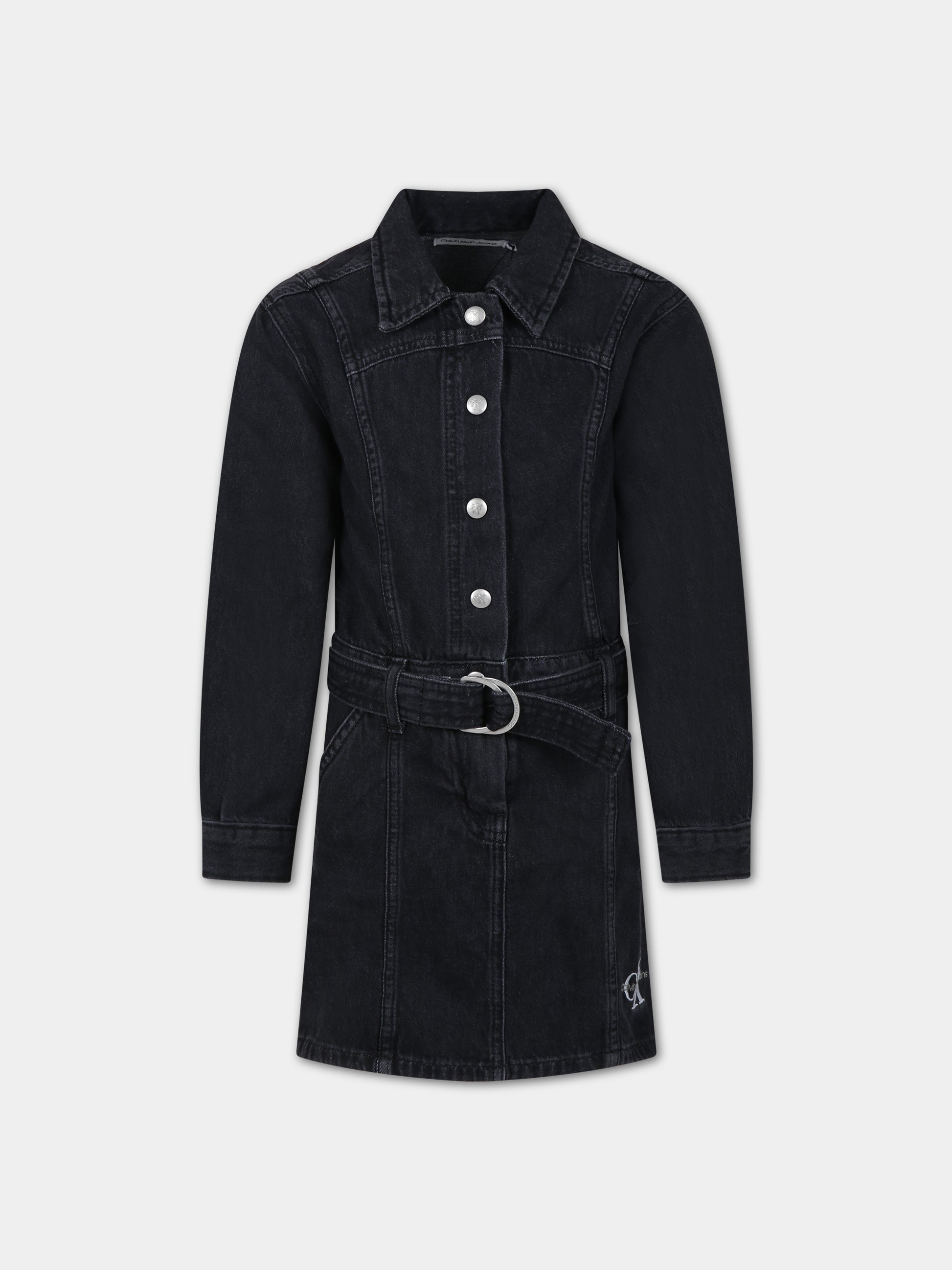 Vestito nero per bambina con logo,Calvin Klein Kids,23WMCKIG0IG02167 1BY