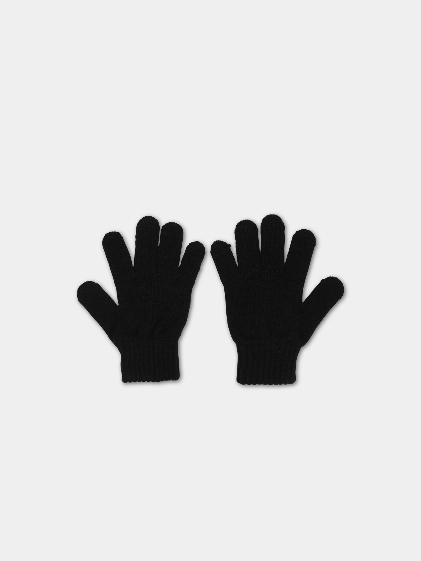 Black gloves for kids with logo