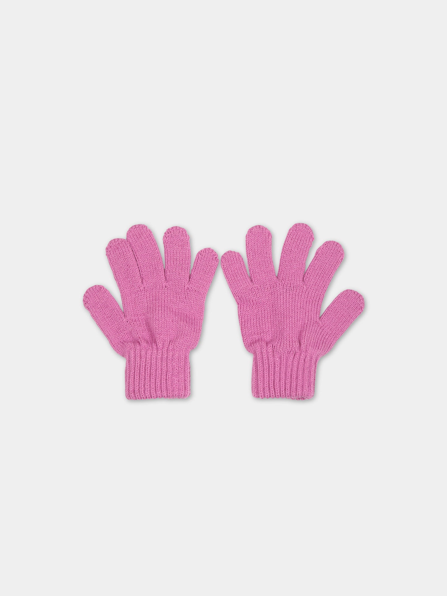 Fuchsia gloves for girl with logo