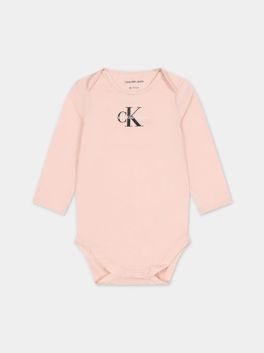 Body rosa per neonata con logo,Calvin Klein Kids,23WMCKIN0IN00033 TLT