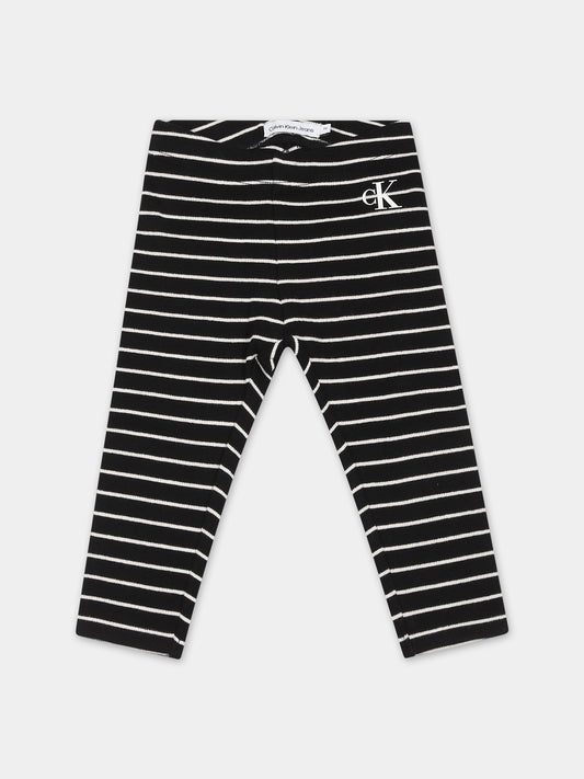 Leggings nero per neonati con logo,Calvin Klein Kids,23WMCKIN0IN00114 0AP
