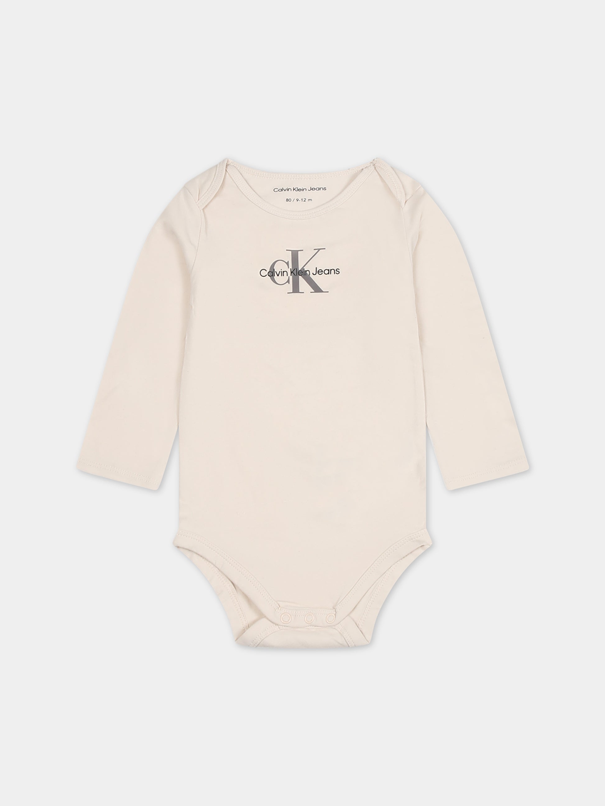 Body avorio per neonati con logo,Calvin Klein Kids,23WMCKIN0IN00033 PGB