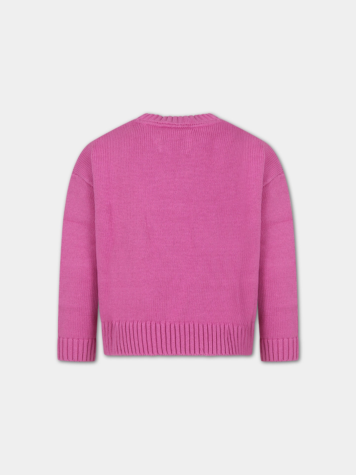 Maglione fucsia per bambina con logo,Calvin Klein Kids,23WMCKIG0IG02220 VTA