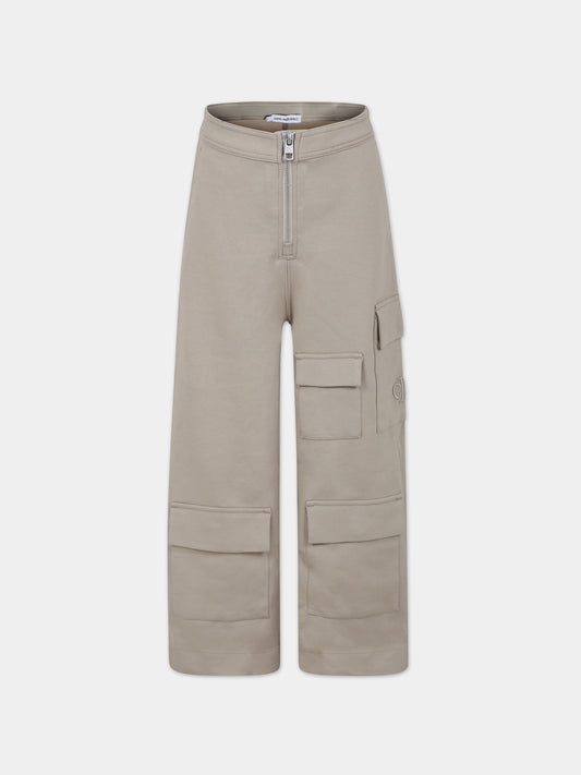 Pantaloni beige per bambino con monogramma,Calvin Klein Kids,23WMCKIG0IG02262 PED