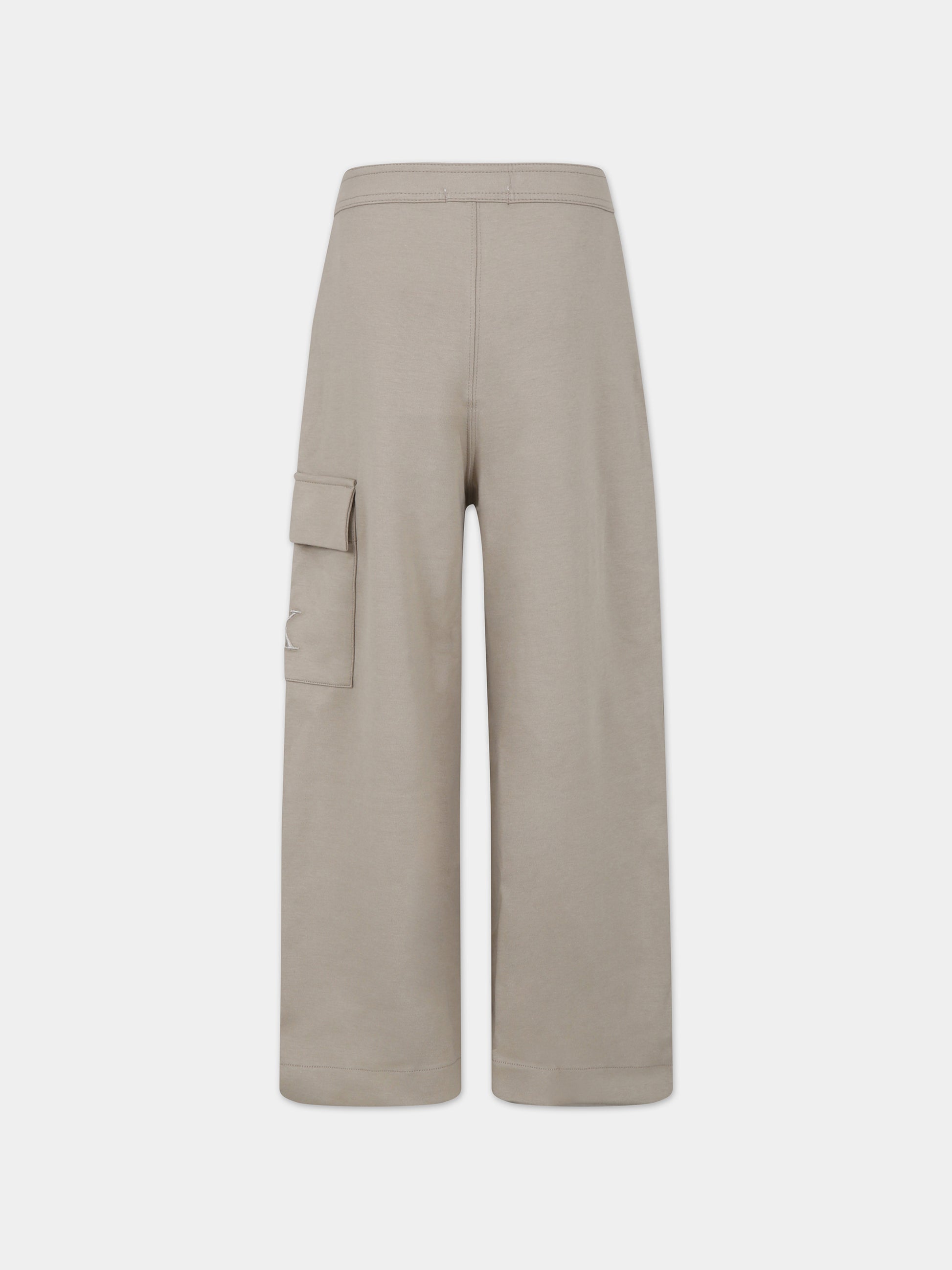 Pantaloni beige per bambino con monogramma,Calvin Klein Kids,23WMCKIG0IG02262 PED