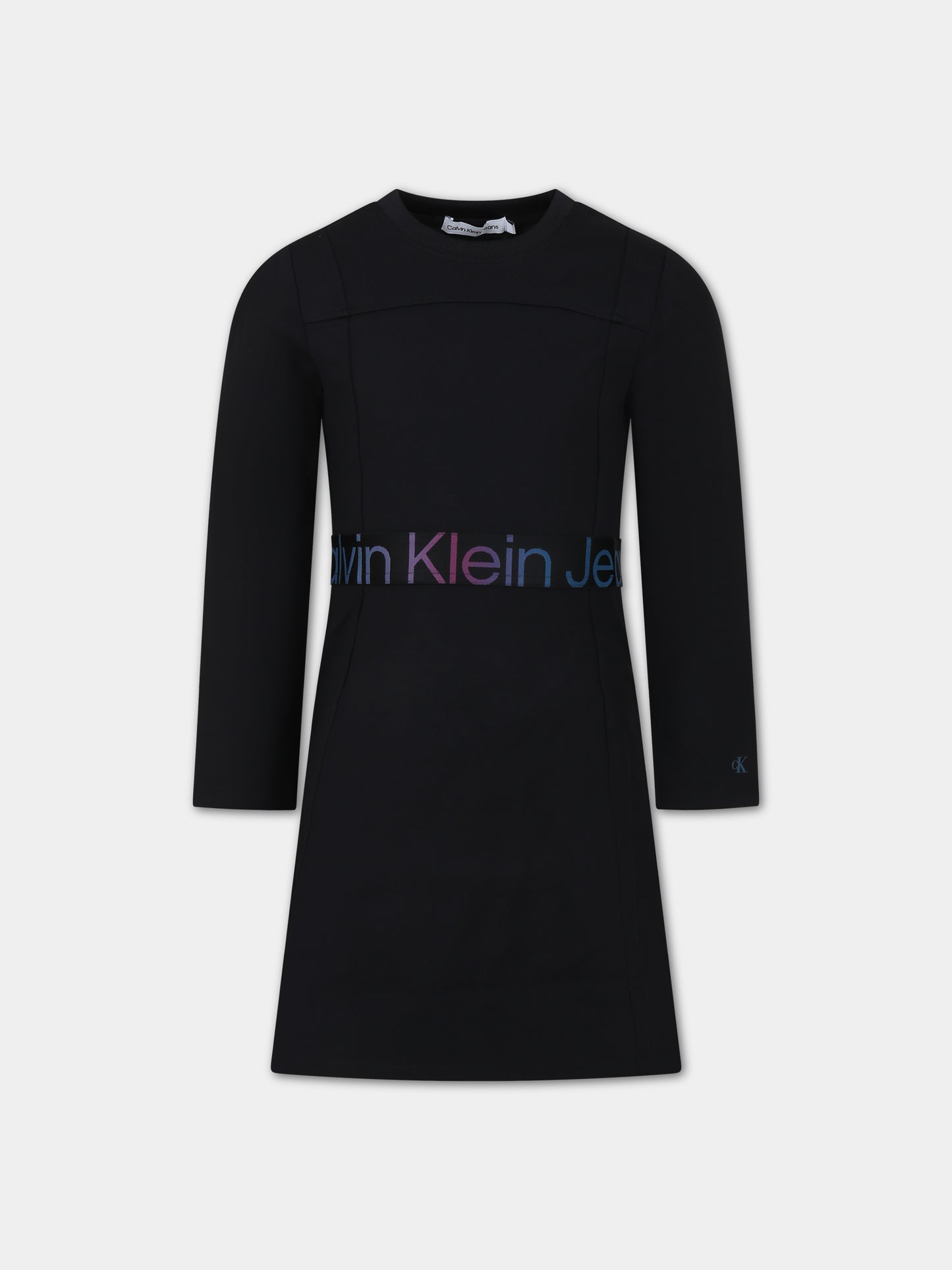 Vestito nero per bambina con logo,Calvin Klein Kids,23WMCKIG0IG02230 BEH