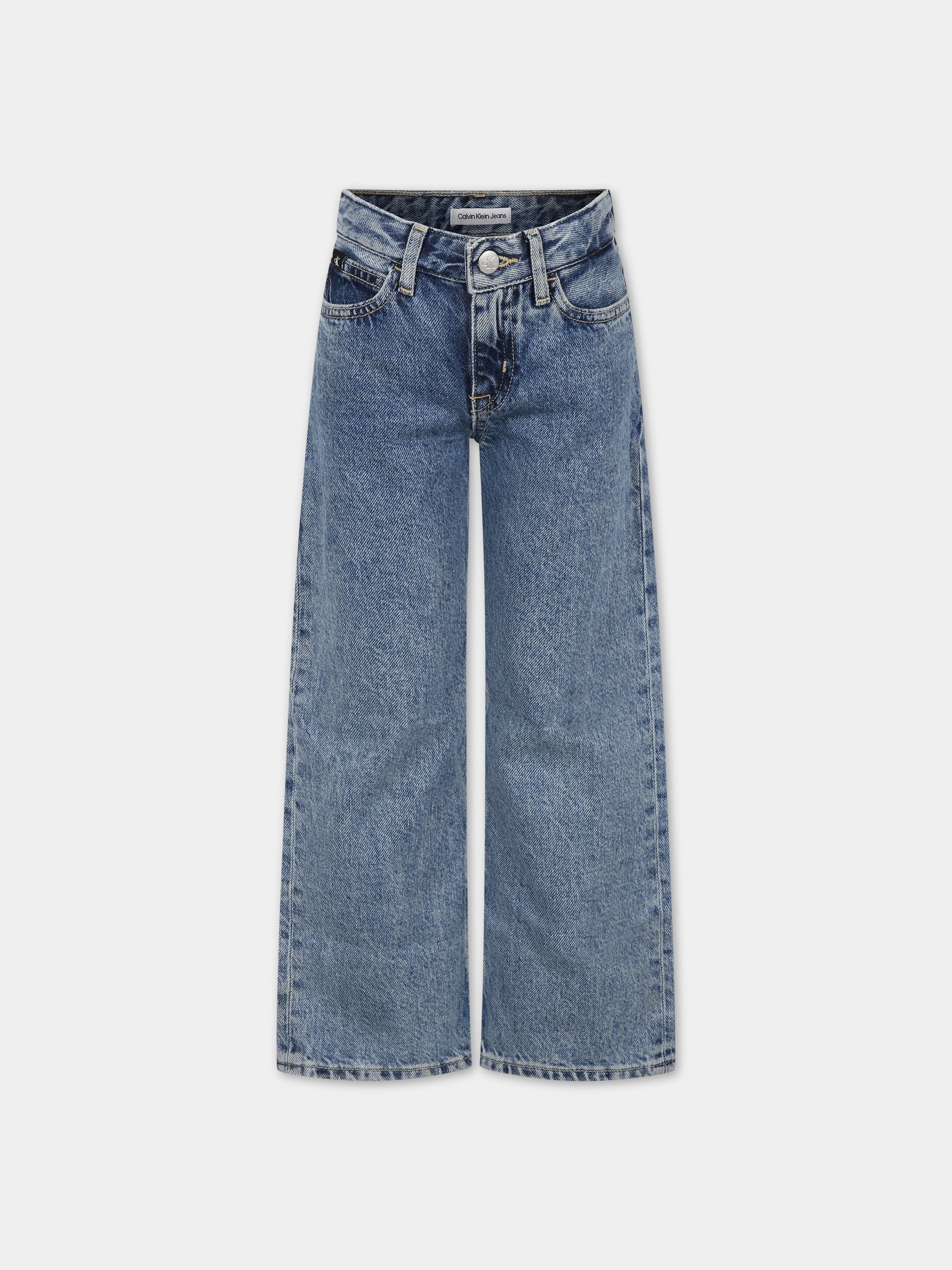 Jeans blu per bambina con logo,Calvin Klein Kids,23WMCKIG0IG02364 1A4