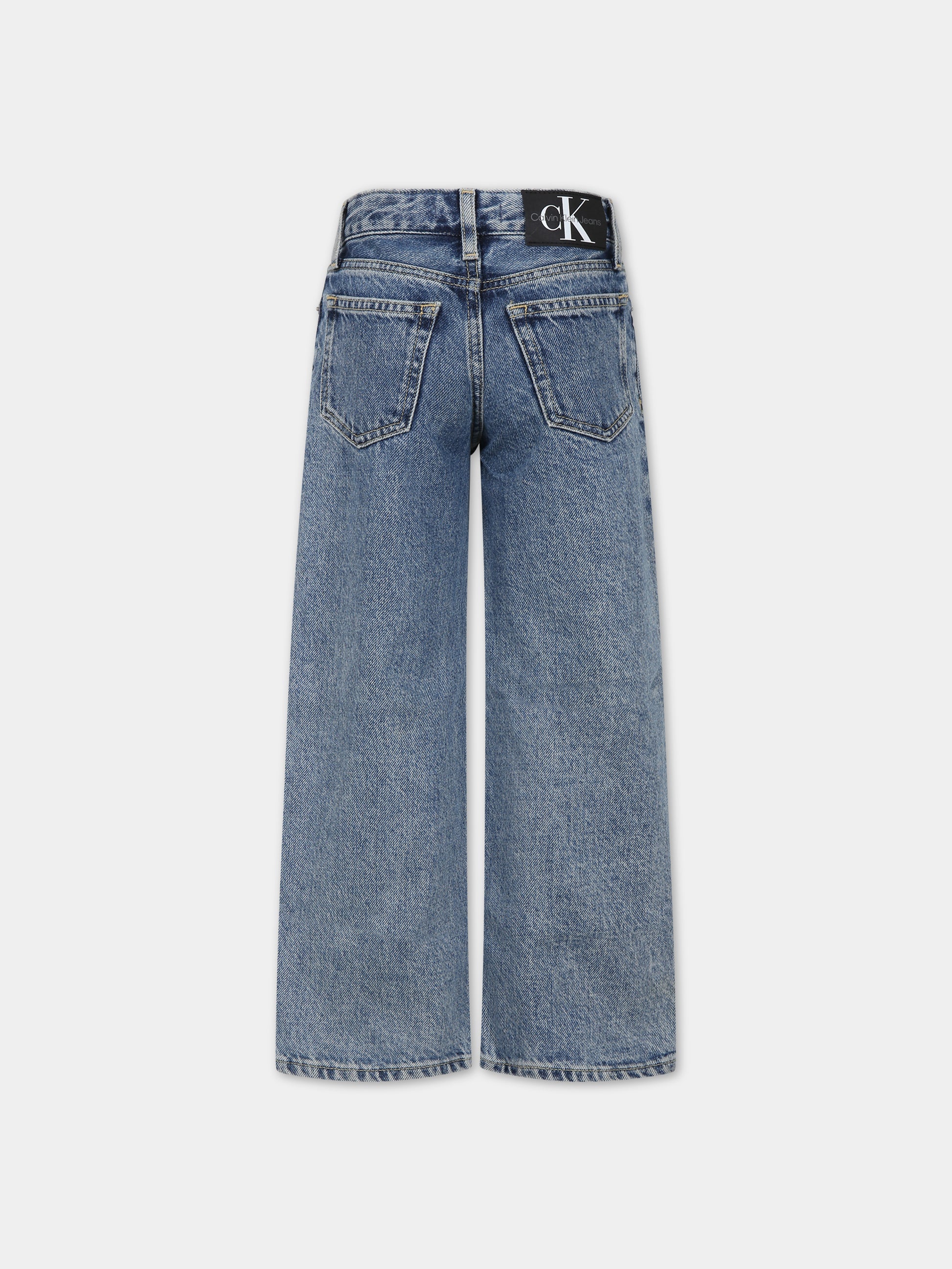 Jeans blu per bambina con logo,Calvin Klein Kids,23WMCKIG0IG02364 1A4