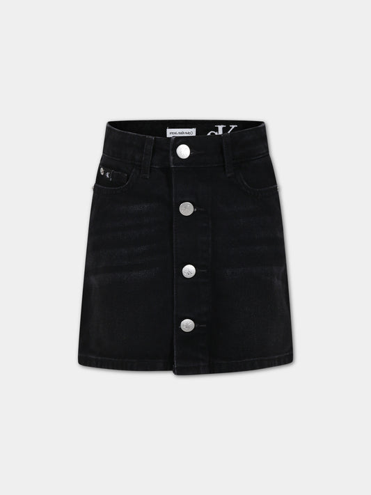 Gonna nera per bambina con logo,Calvin Klein Kids,23WMCKIG0IG02363 1BY