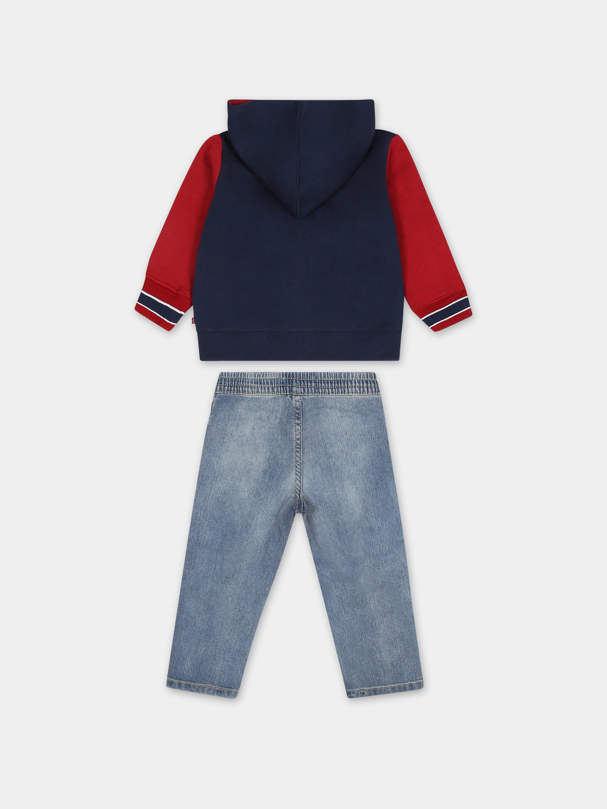 Completo blu per neonato con stampa orso e logo,Levi's Kids,23WMLK6EJ102 C8D