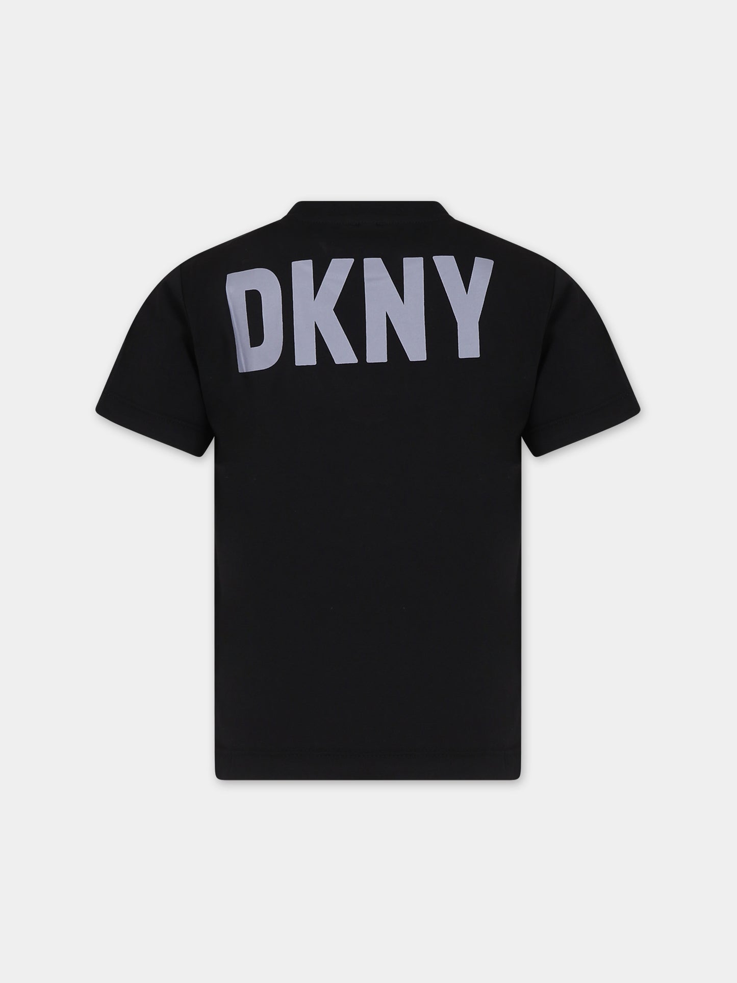 T-shirt nera per bambino con logo,Dkny,D55011 09B