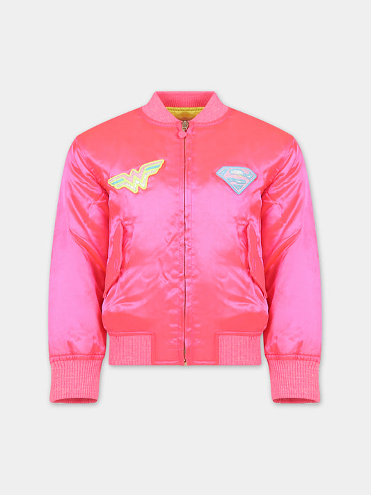 Bomber fucsia per bambina con stampa Wonder Woman,Billieblush,U16369 47A