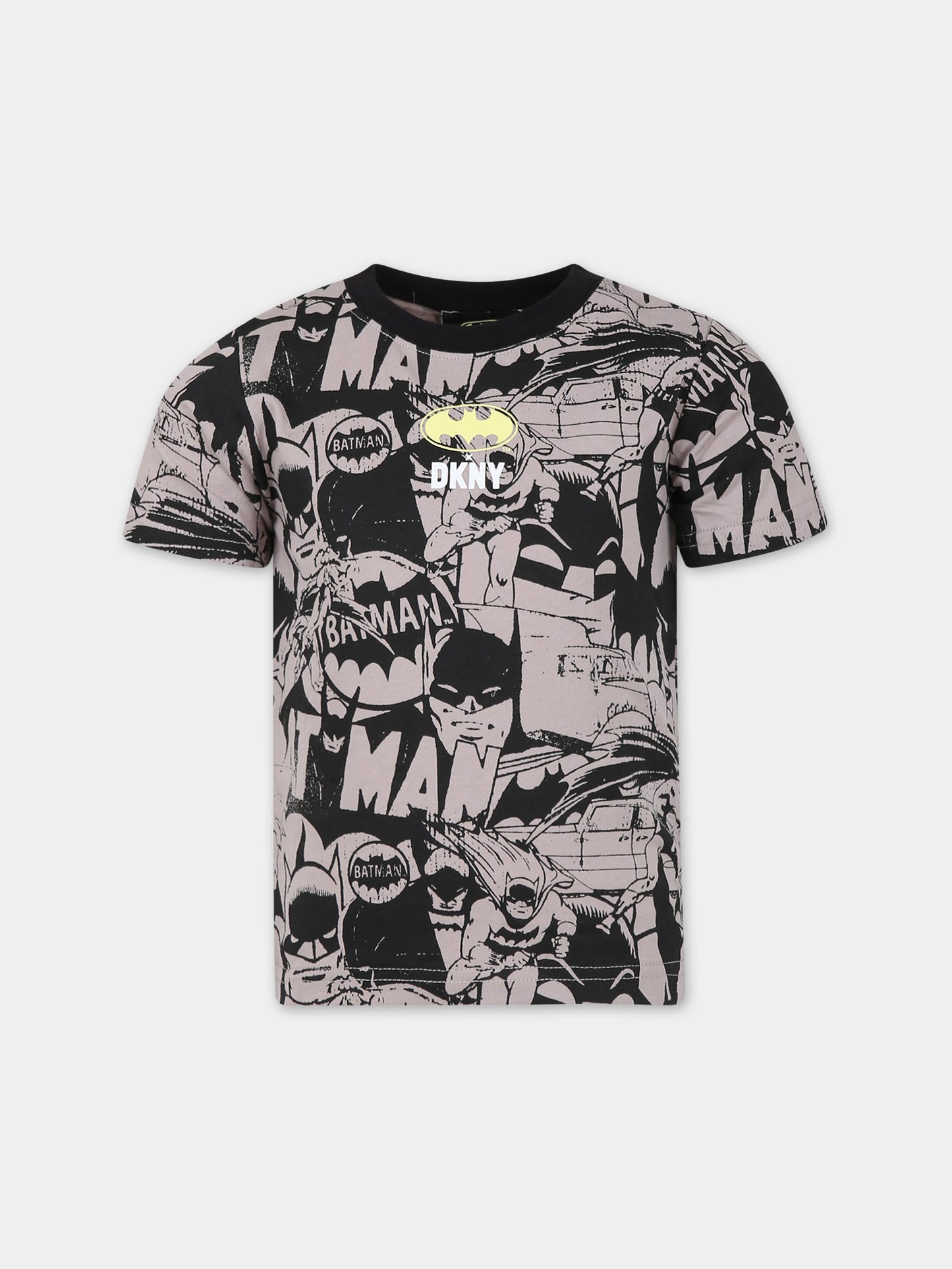 T-shirt multicolor per bambino con logo,Dkny,D55008 09B