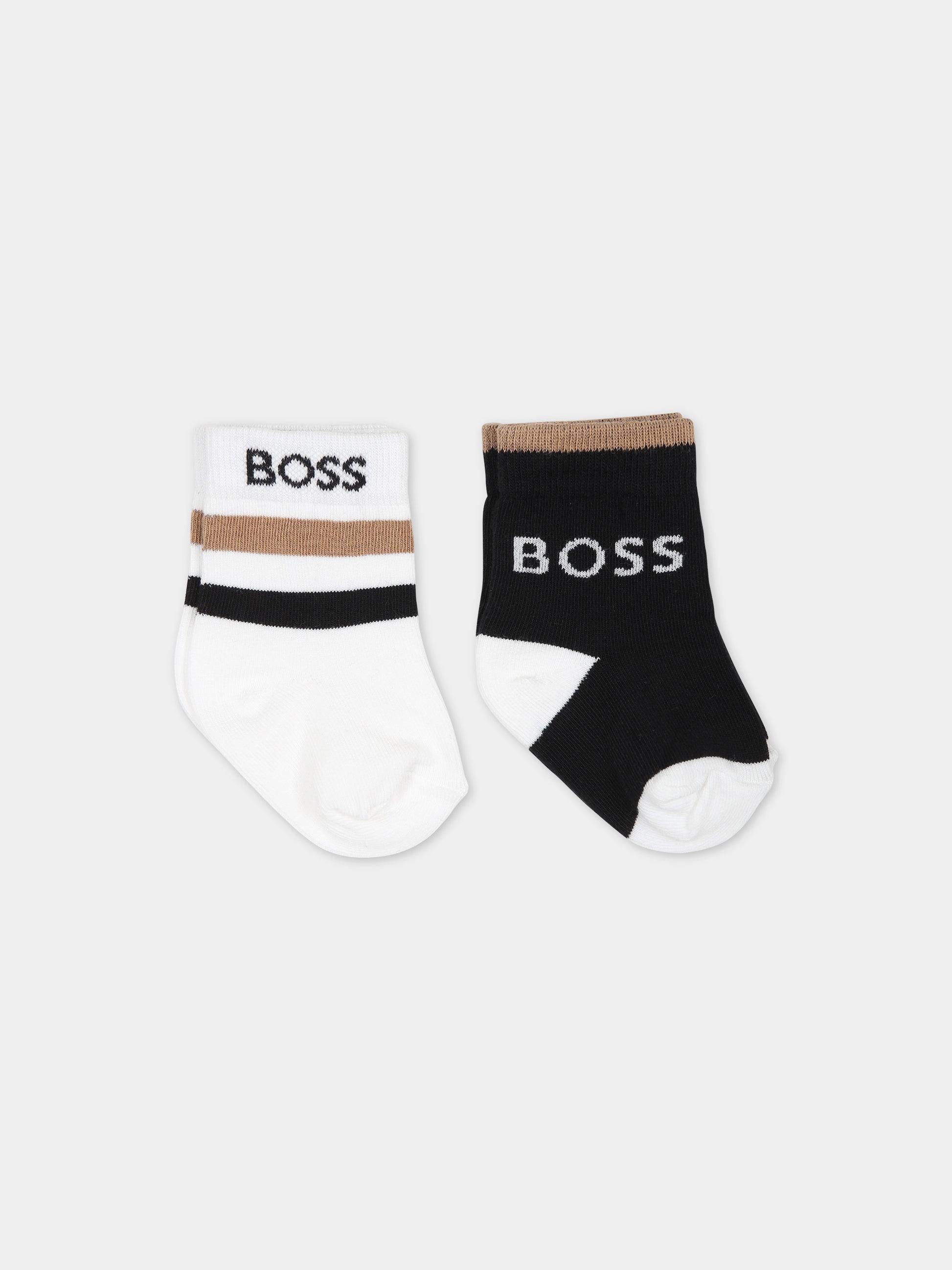 Set calze multicolor per neonato,Boss,J00112 NERO