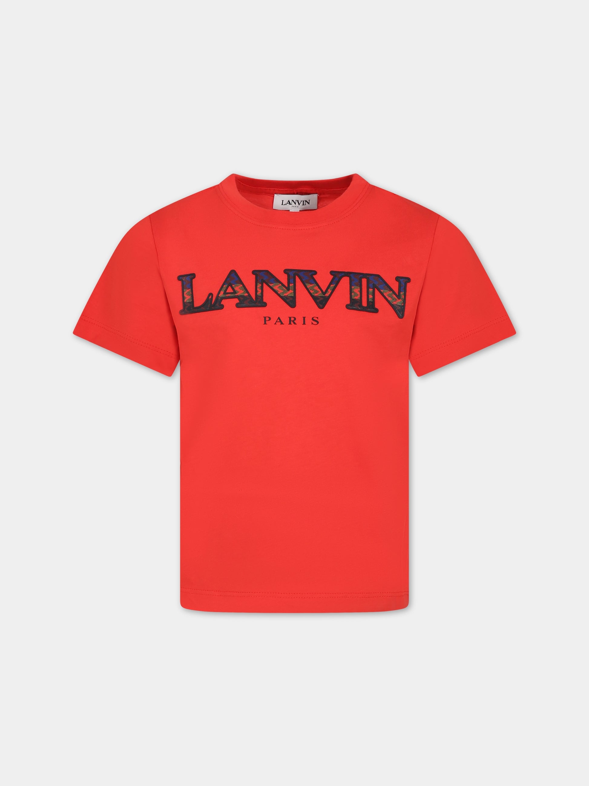 T-shirt rossa per bambini con logo,Lanvin Petite,N25142 997