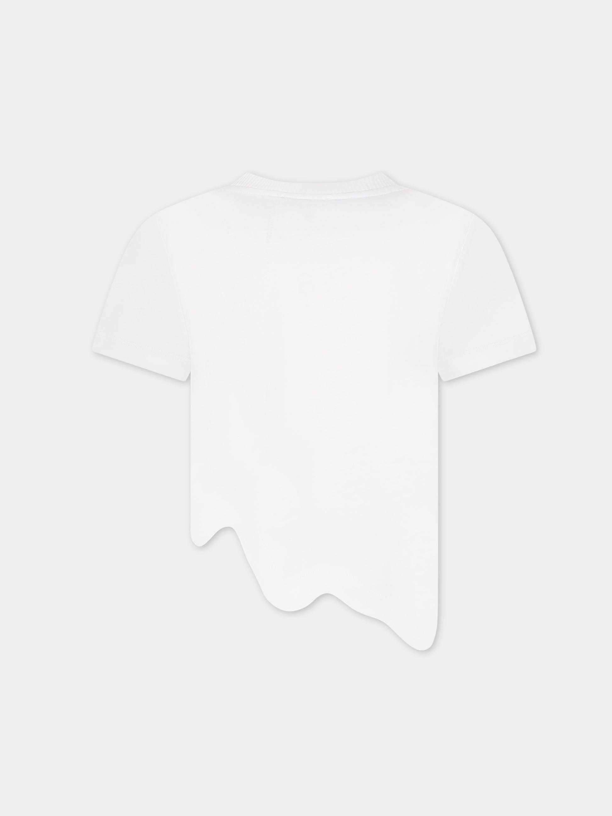 T-shirt bianca per bambina con logo,Moschino Kids,HDM057 LAA20 10101