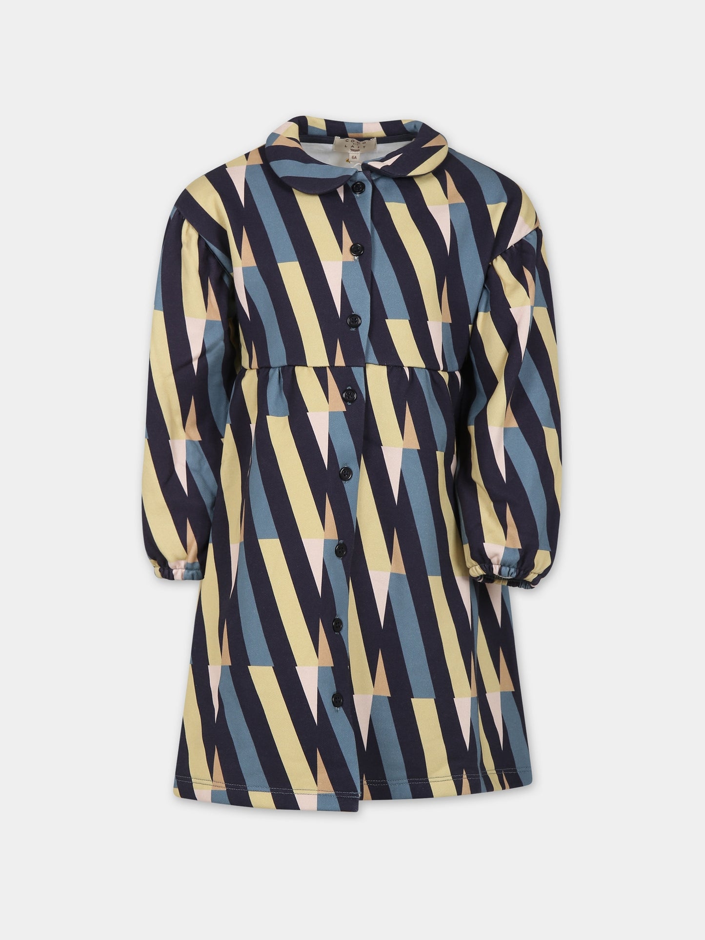 Vestito blu per bambina con stampa linee,Coco Au Lait,15COCOAW231036B