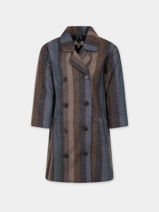 Cappotto marrone per bambino con righe,Coco Au Lait,15COCOAW231038