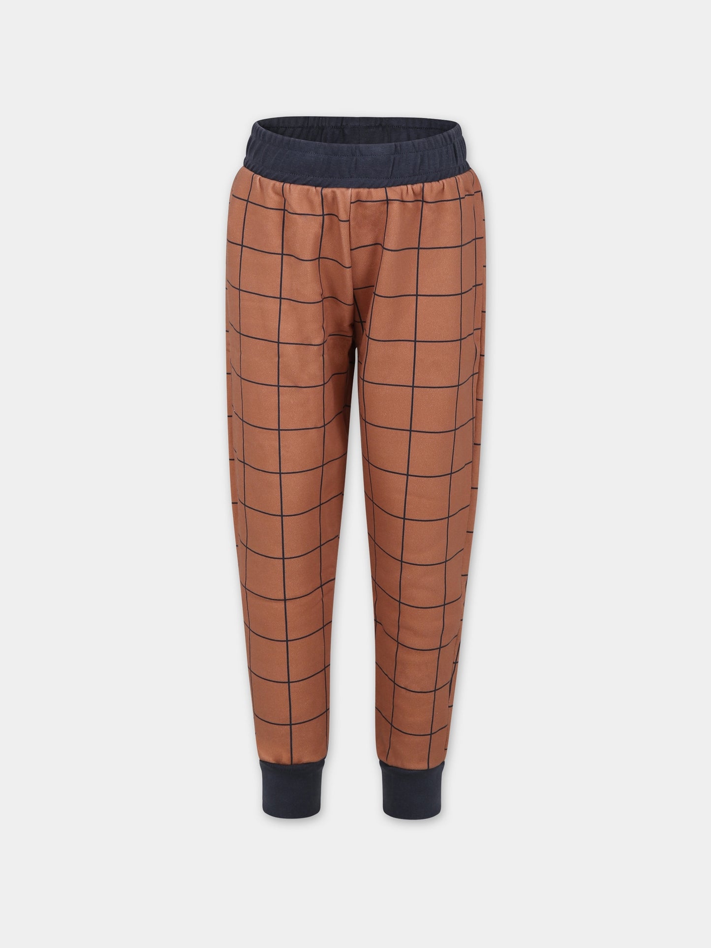 Pantaloni marroni per bambino con stampa a quadri,Coco Au Lait,15COCOAW231053D