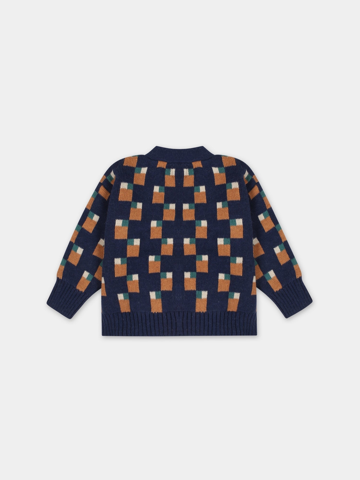 Cardigan blu per neonati con motivo jacquard,Coco Au Lait,15COCOAW231201