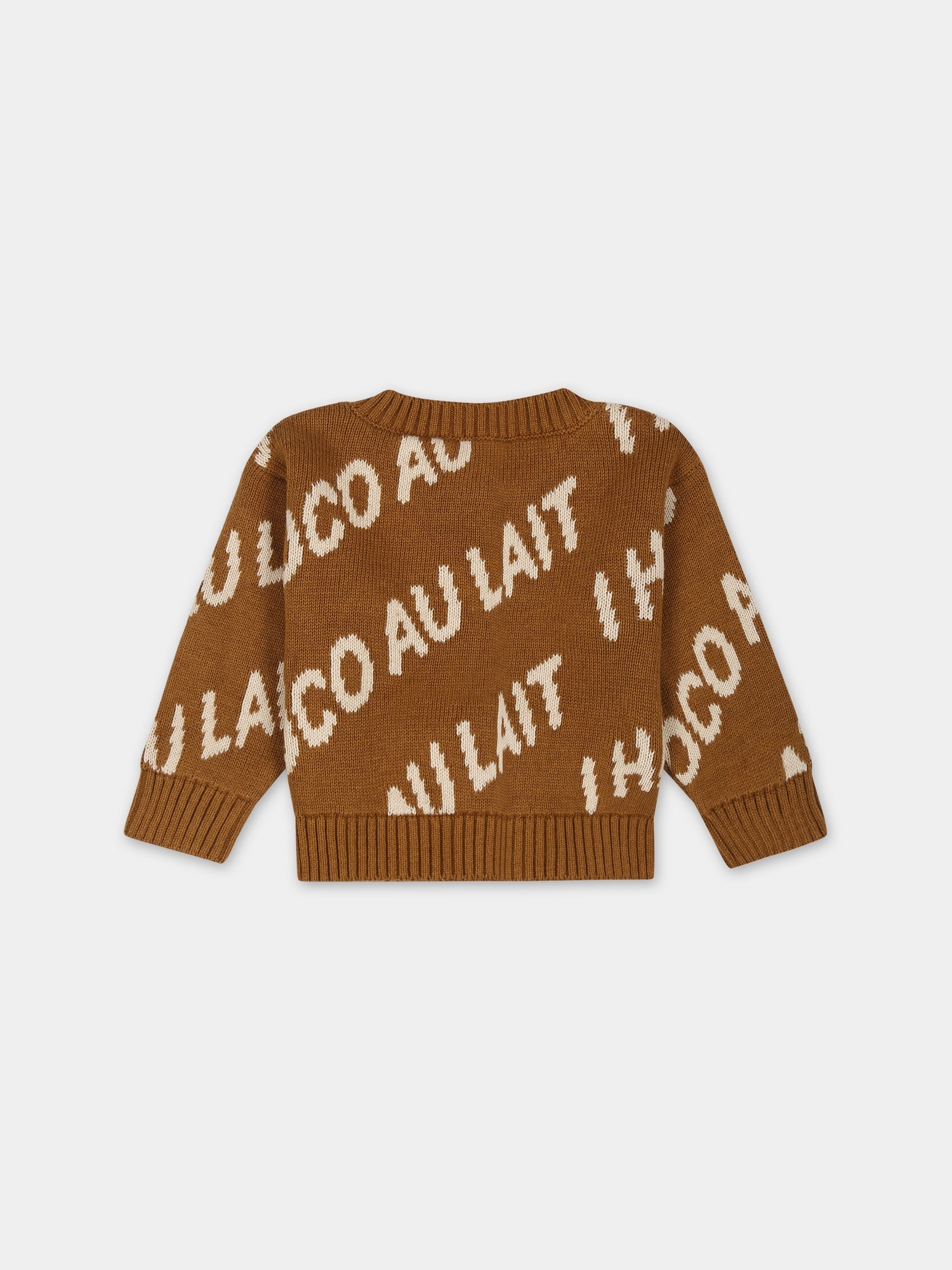 Maglione marrone per neonati con logo,Coco Au Lait,15COCOAW231205