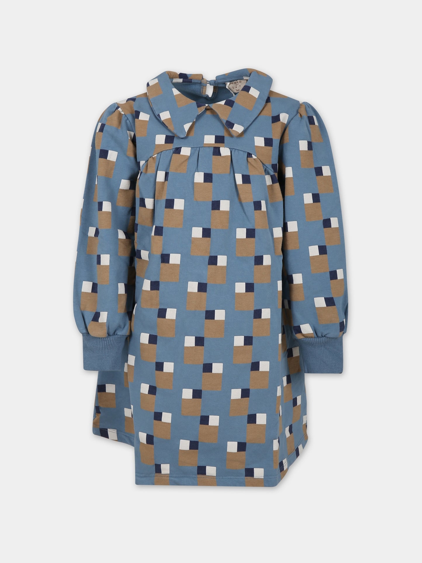 Vestito blu per bambina con stampa arte astratta,Coco Au Lait,15COCOAW231450