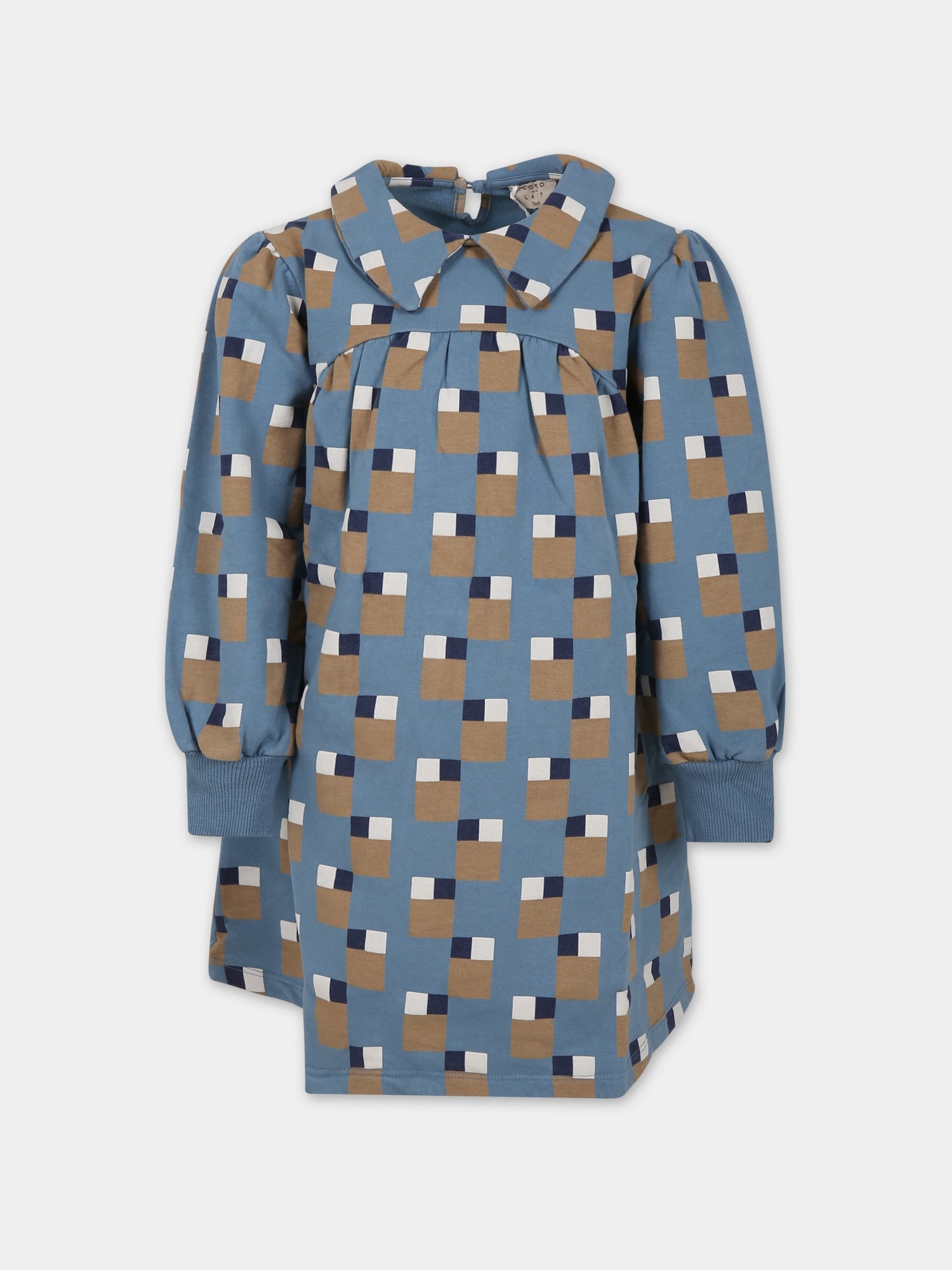 Vestito blu per bambina con stampa arte astratta,Coco Au Lait,15COCOAW231450