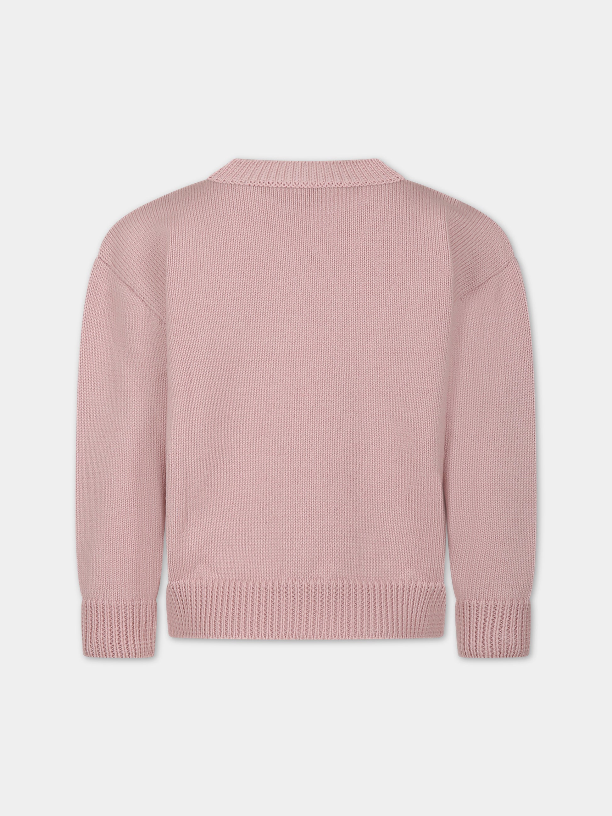 Maglione rosa con logo per bambini,Fendi Kids,JUG147 AOCH F1M26