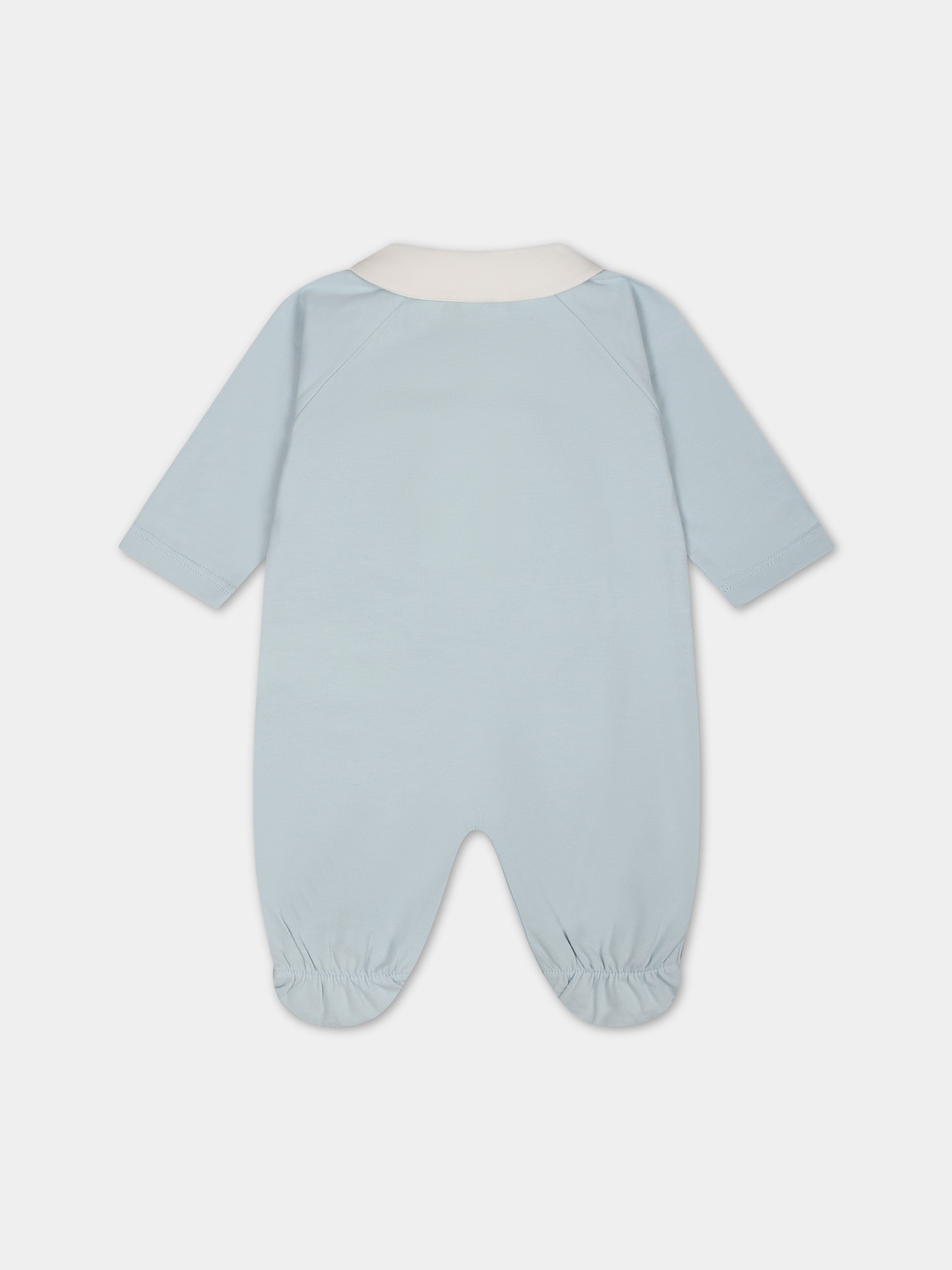 Set celeste con logo per neonato,Fendi Kids,BUK110 ST8 F19J4