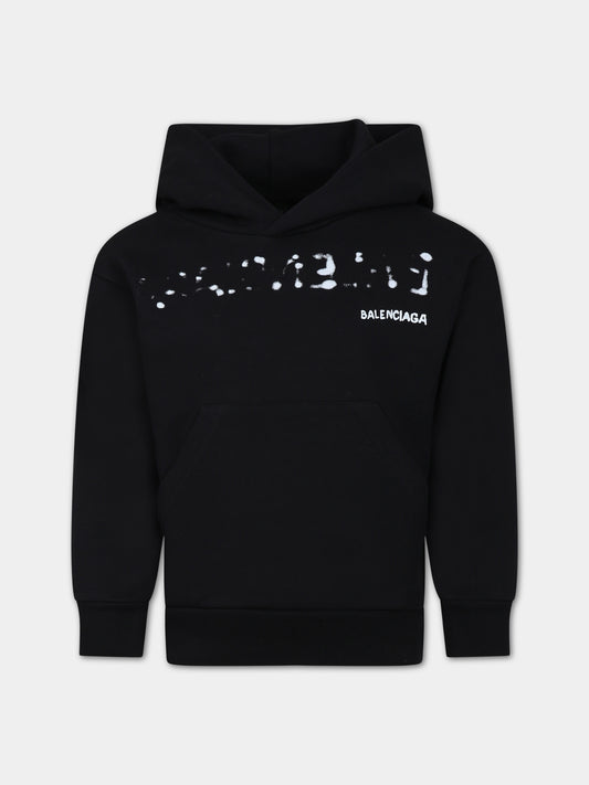 Felpa nera per bambini con logo,Balenciaga,682019 TOVT6 1070