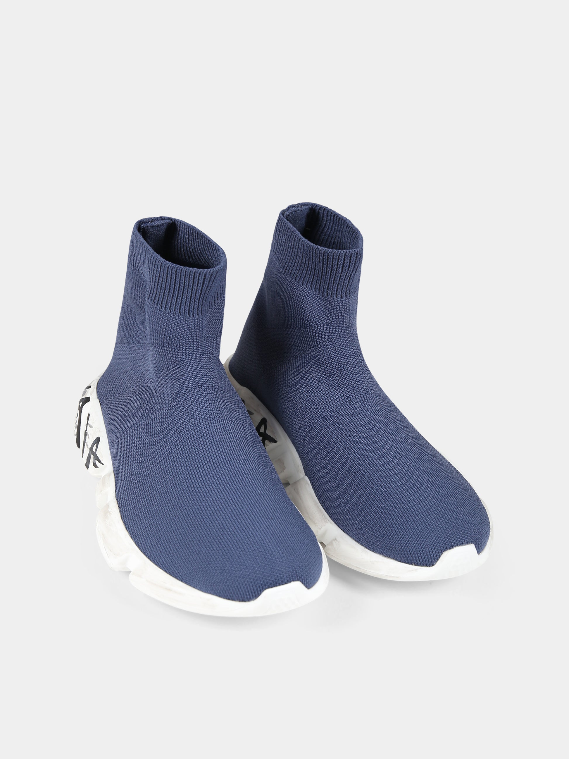 Sneakers alte blu per bambini con logo,Balenciaga,597425 W2DD4 4010