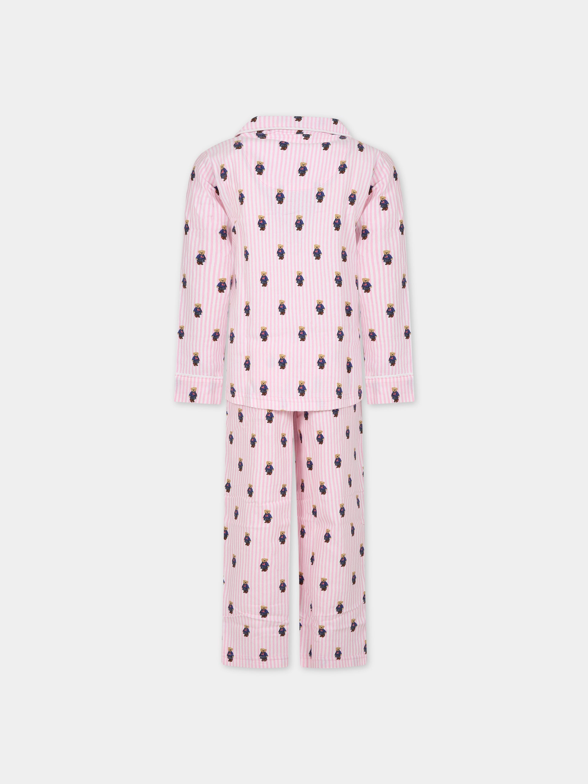 Pigiama rosa per bambina con orsi,Ralph Lauren Kids,23WMRL3P0143 W2Q